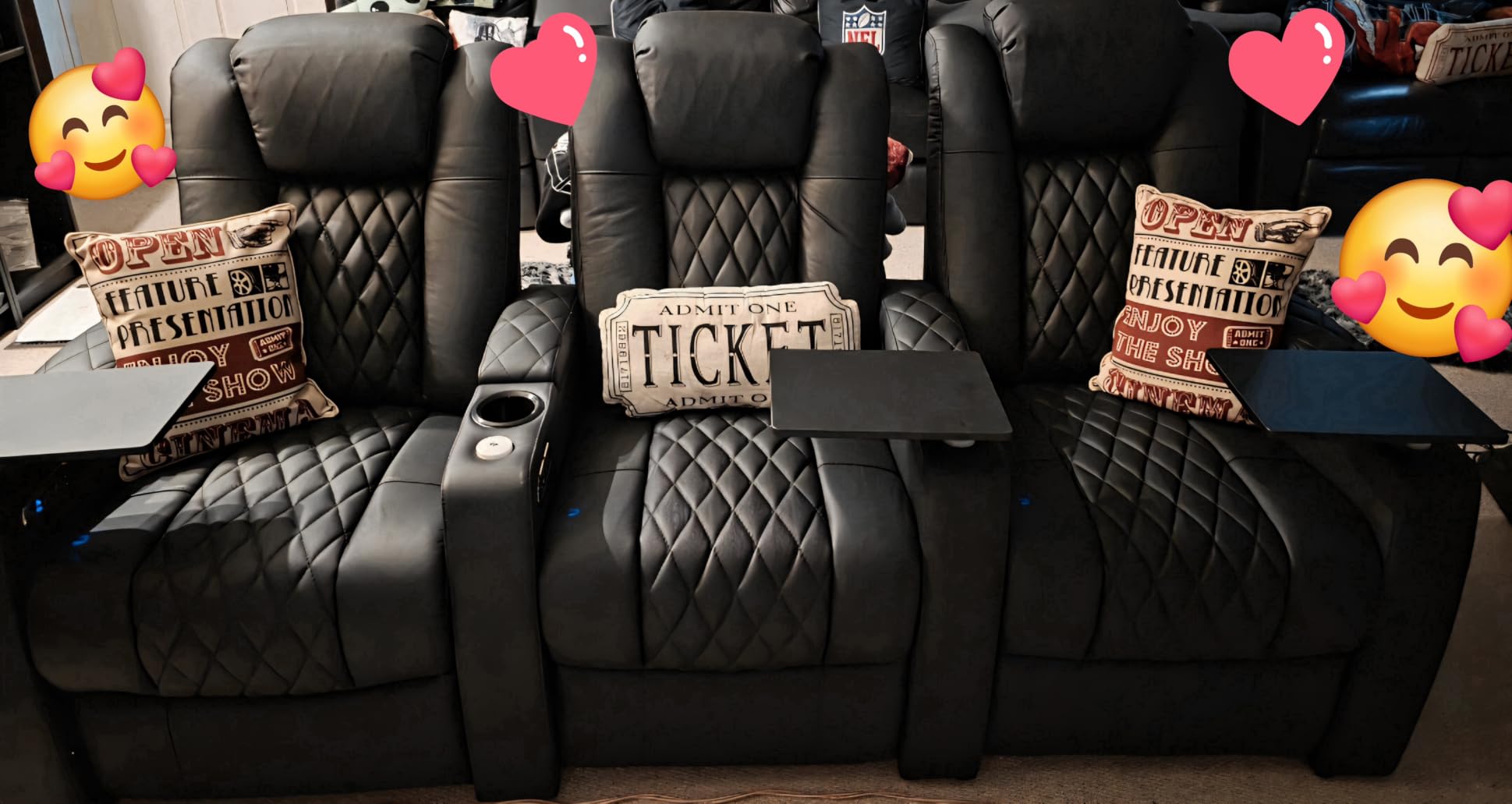 comfiroom Top-Grain Leather Home Theater Seating, Dual-Motor Power Recliner customer photo 1