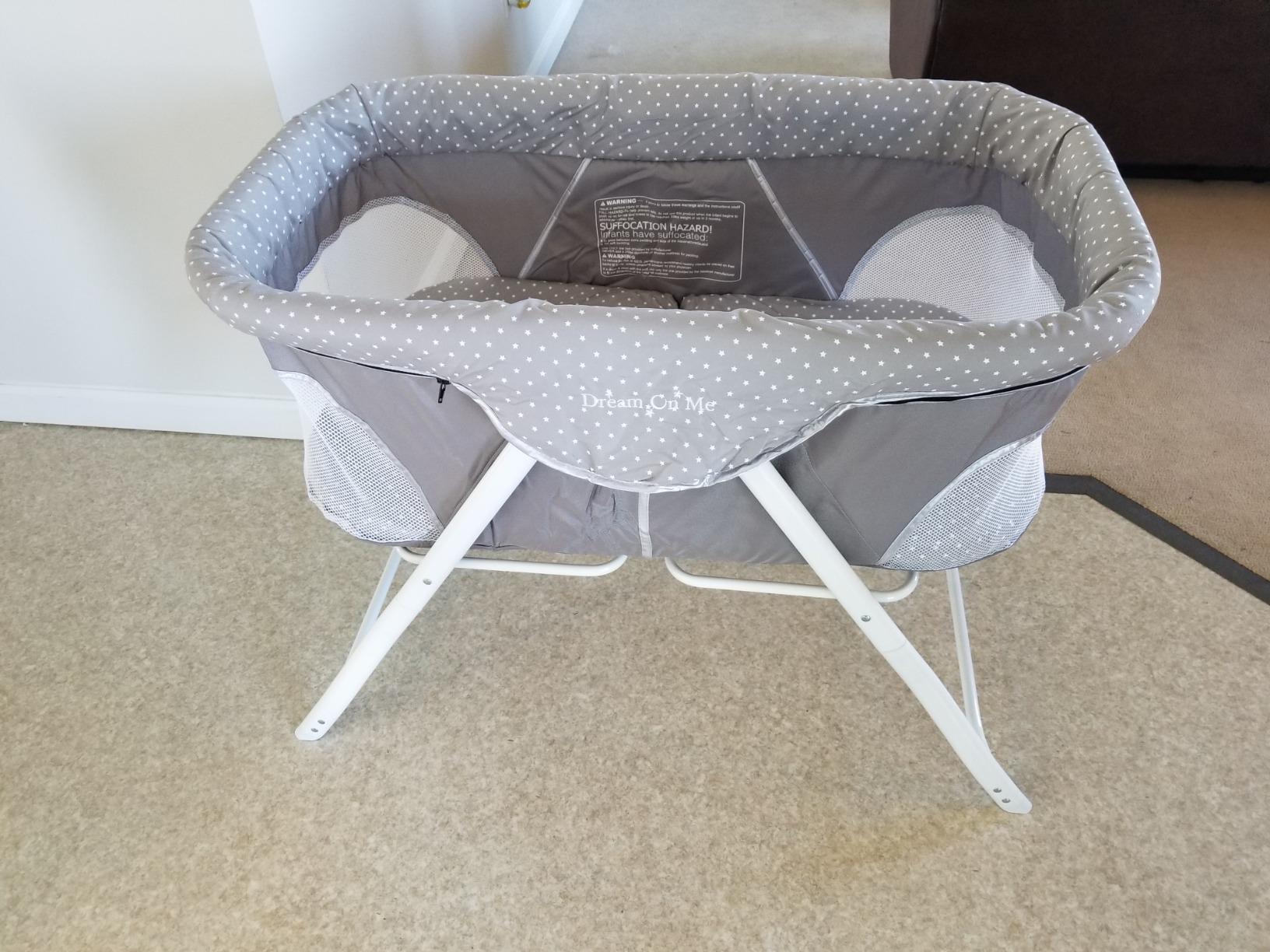 Dream On Me Calypso Bedside Bassinet, Foldable Portable Crib - Gray customer photo 1