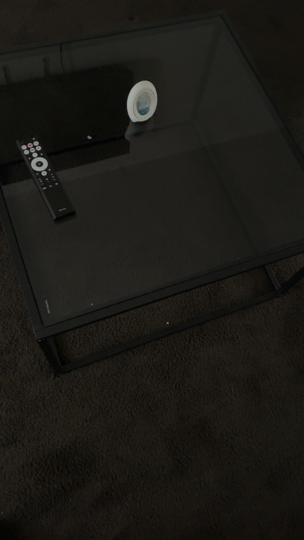 Glass Coffee Table Modern Center Table,Minimalist Coffee Table Sofa Side Tea Table for Living Room,Tempered Glass-top with Sturdy Metal Frame, Easy Assembly,26.4 x 26.4 x 15.7 Inches, Black customer photo 1