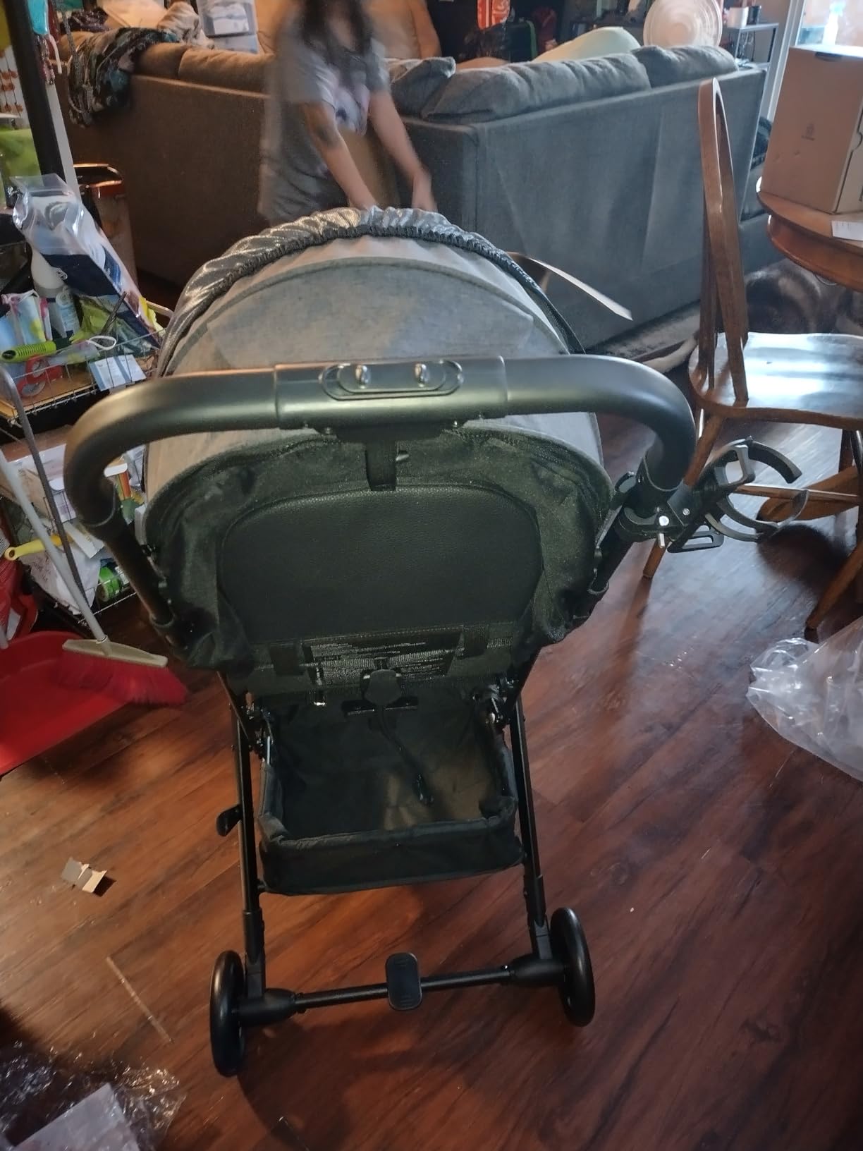 Rollingsurfer Lightweight Baby Stroller for Airplane, Compact Travel Pushchair with Retractable Foot Cover & Reclining Backrest, One Hand Fold Stroller for Toddlers 0-36 Months customer photo 2