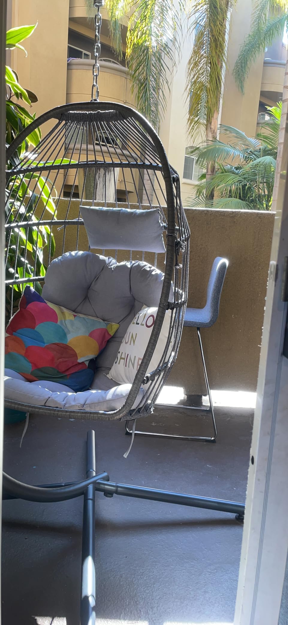 LEYCAY Hanging Egg Chair with Stand, Outdoor Indoor Egg Swing - Dark Grey customer photo 1