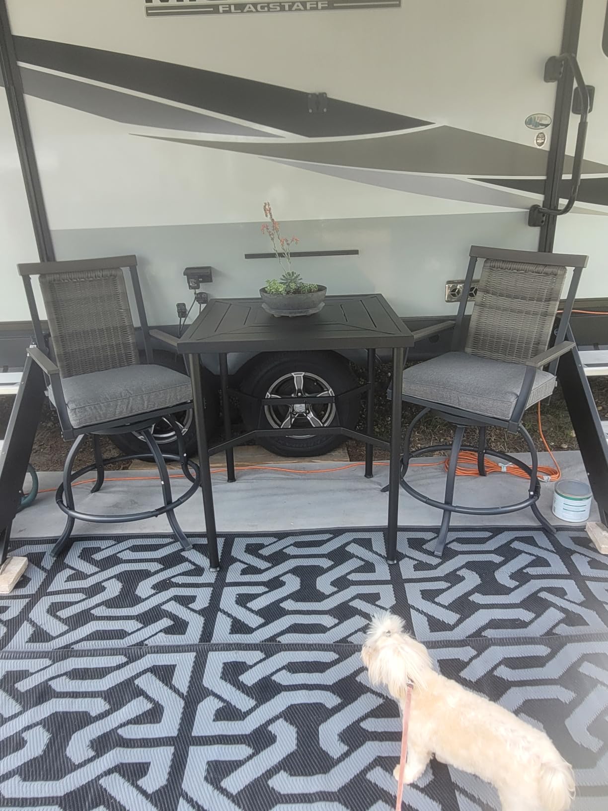 PHI VILLA 3pcs Outdoor Bar Set, Patio Wicker Bar Furniture for 2 customer photo 1