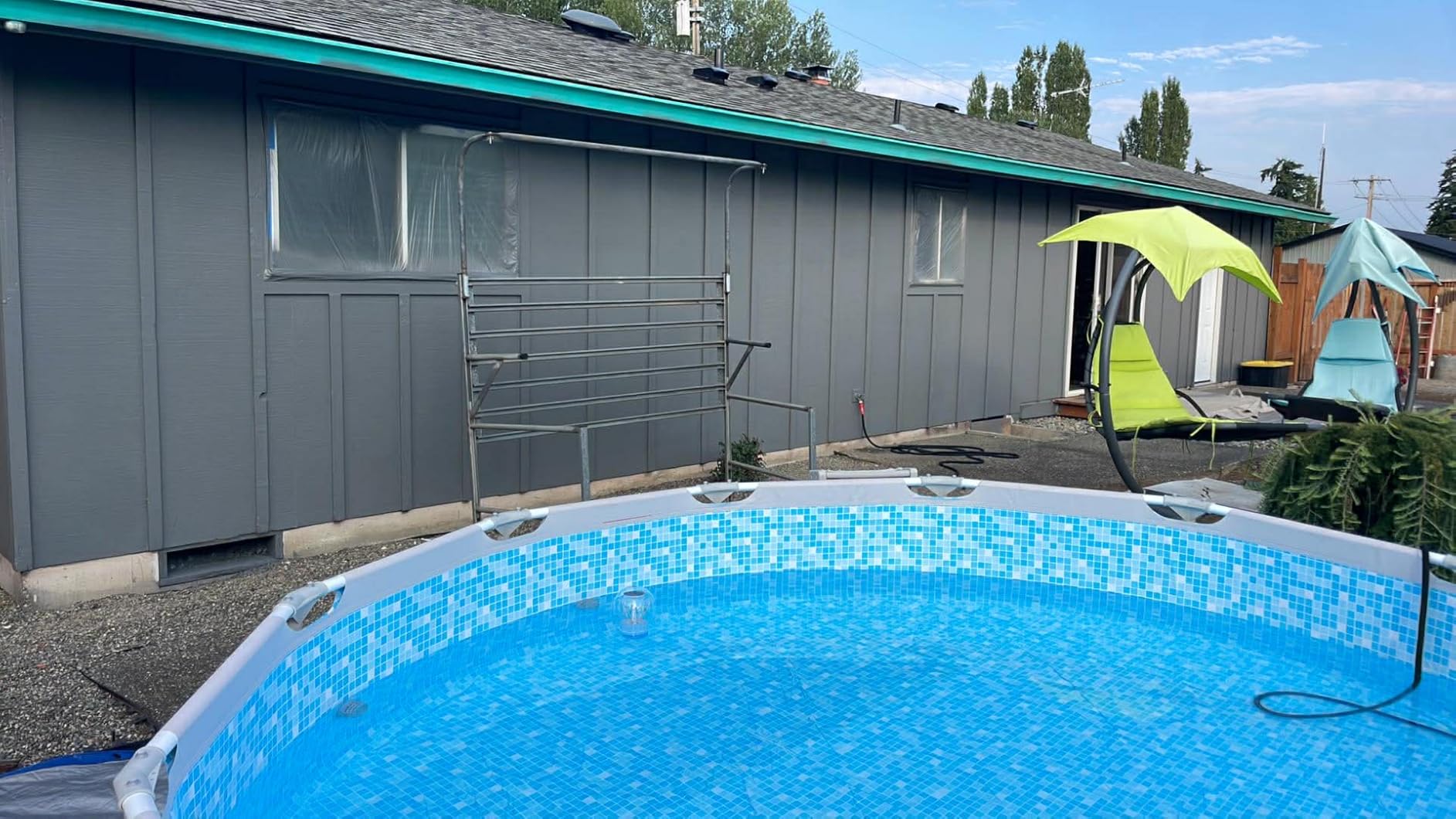SLOOSH Round Above Ground Pool - 15ft x 42inch Outdoor Round Frame Above Ground Swimming Pool Set Kiddie Pool for Kids Adults with Filter Pump Ladder customer photo 2