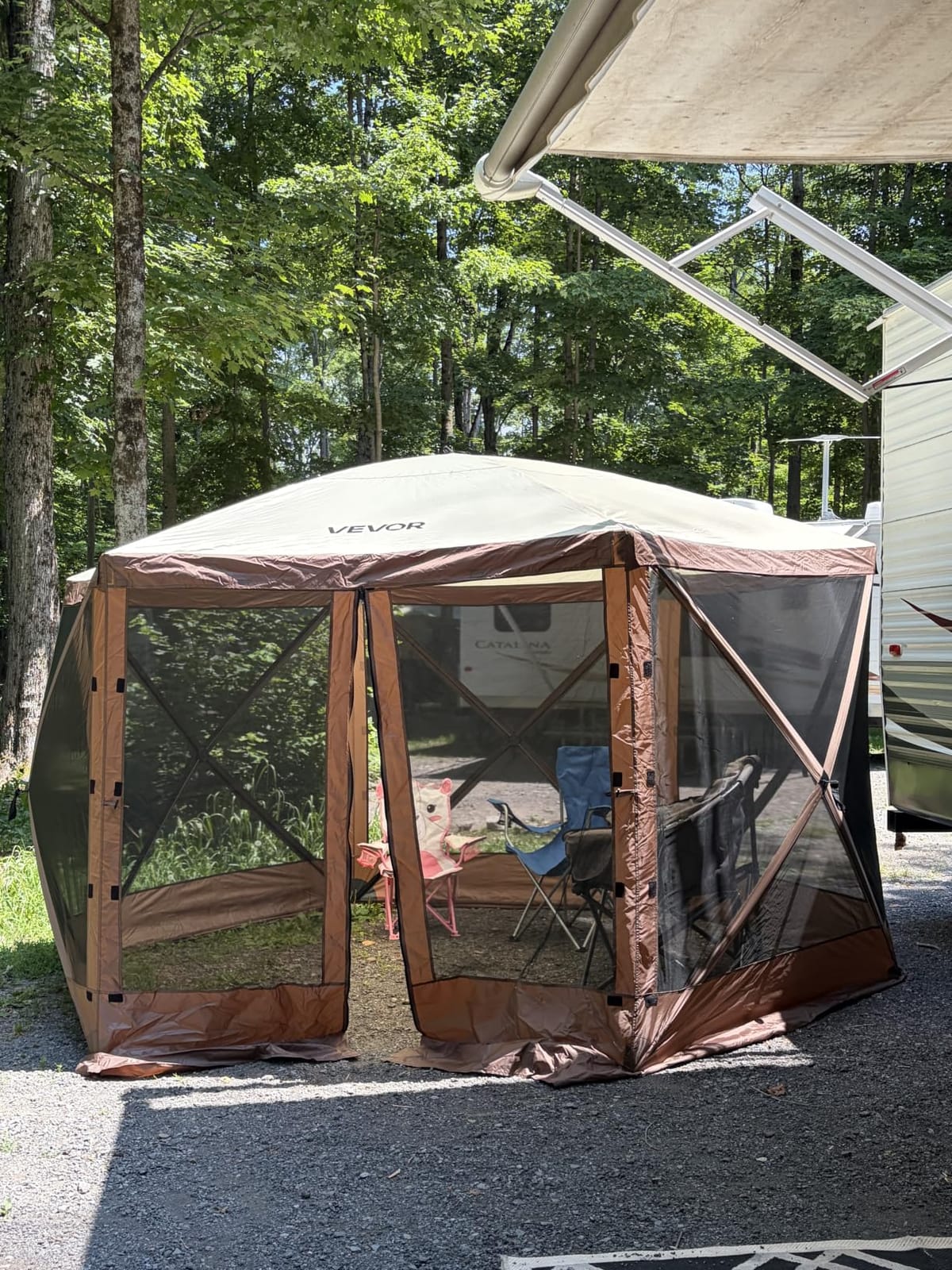 VEVOR Pop Up Gazebo Screen Tent, Pop-Up Instant Gazebo Tents with Mosquito Netting Outdoor Canopy, 6 Sided Sun Shelter 10x10ft with 6 Removable Wind Cloths & 2 Mesh Windows, Pavilion Tent for Patio customer photo 1