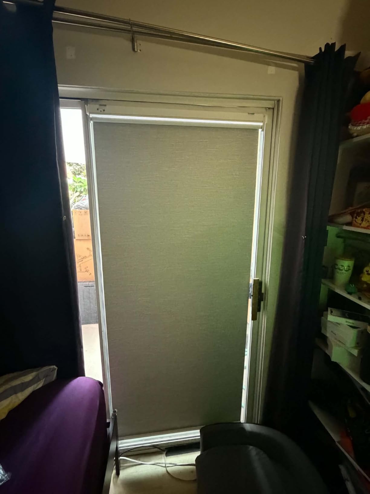 No-Drill Motorized Blackout Blinds with Remote, White, 34.5