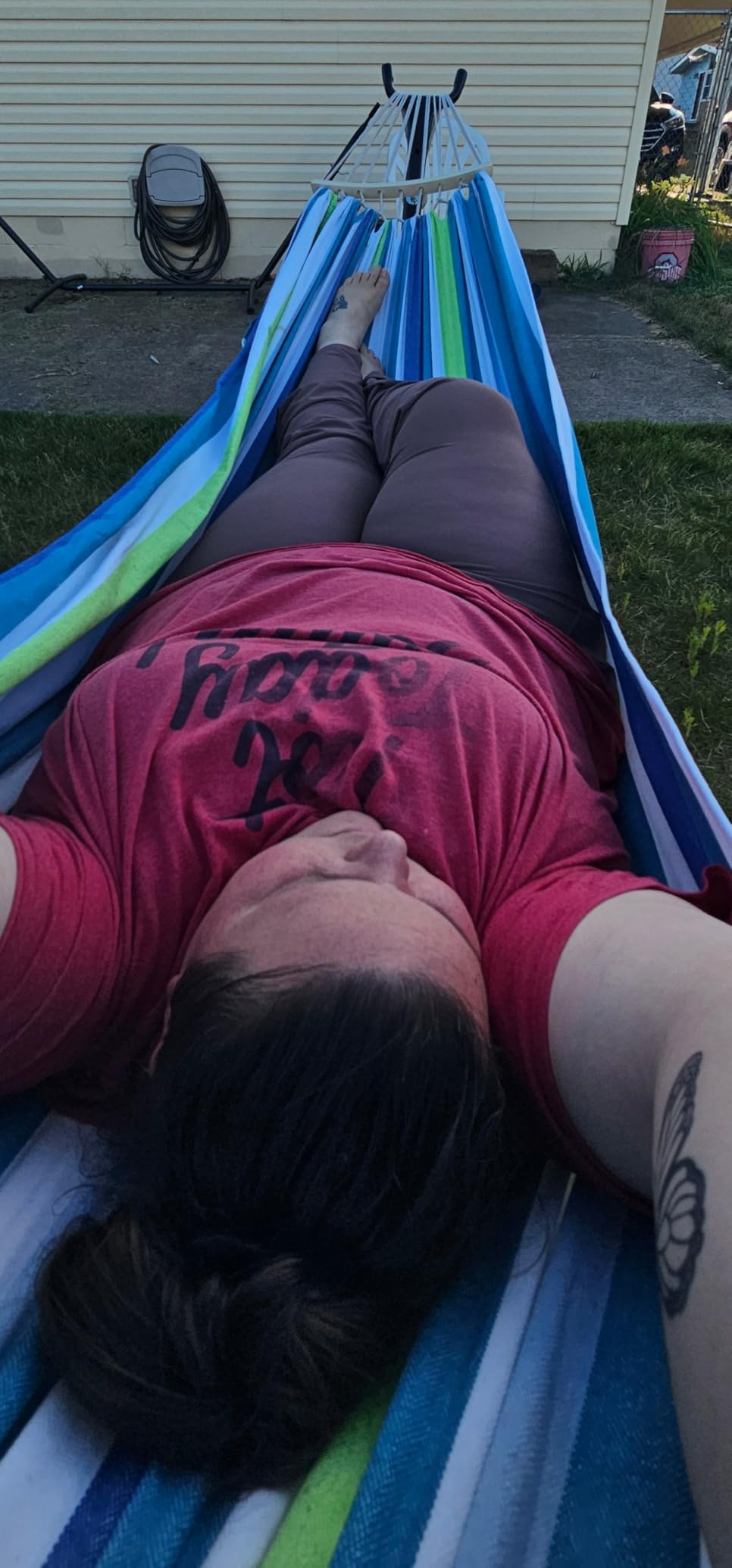 GAFETE Double Hammocks with Stand for Outside, Max 600lbs, (Coffee) customer photo 1