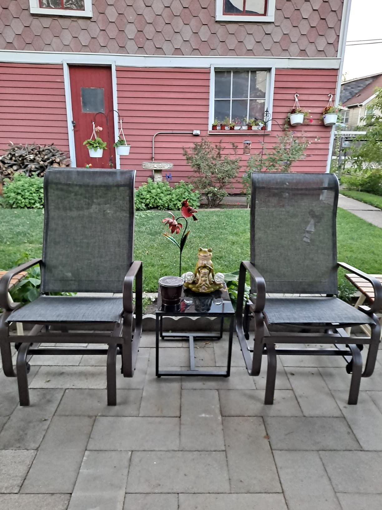 Yaheetech Outdoor Rocking Chair Patio Glider with Sling Seat Set of 1,Beige customer photo 1