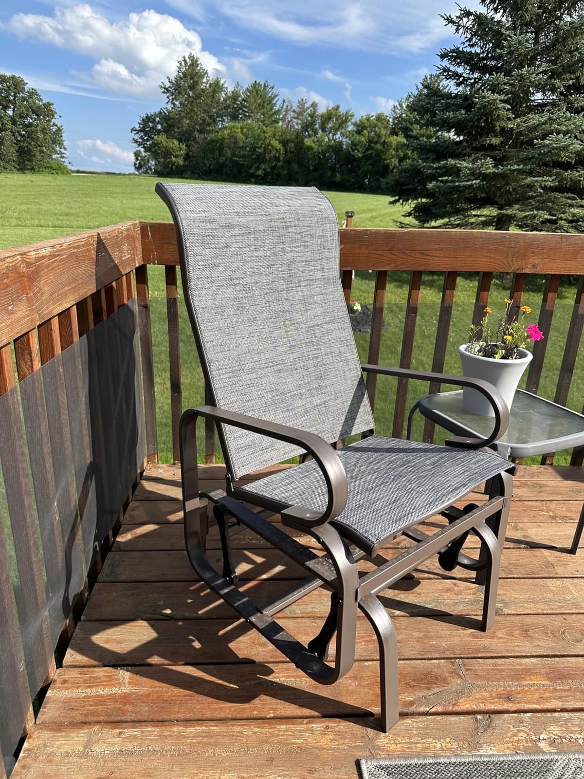 Yaheetech Outdoor Rocking Chair Patio Glider with Sling Seat Set of 1,Beige customer photo 2