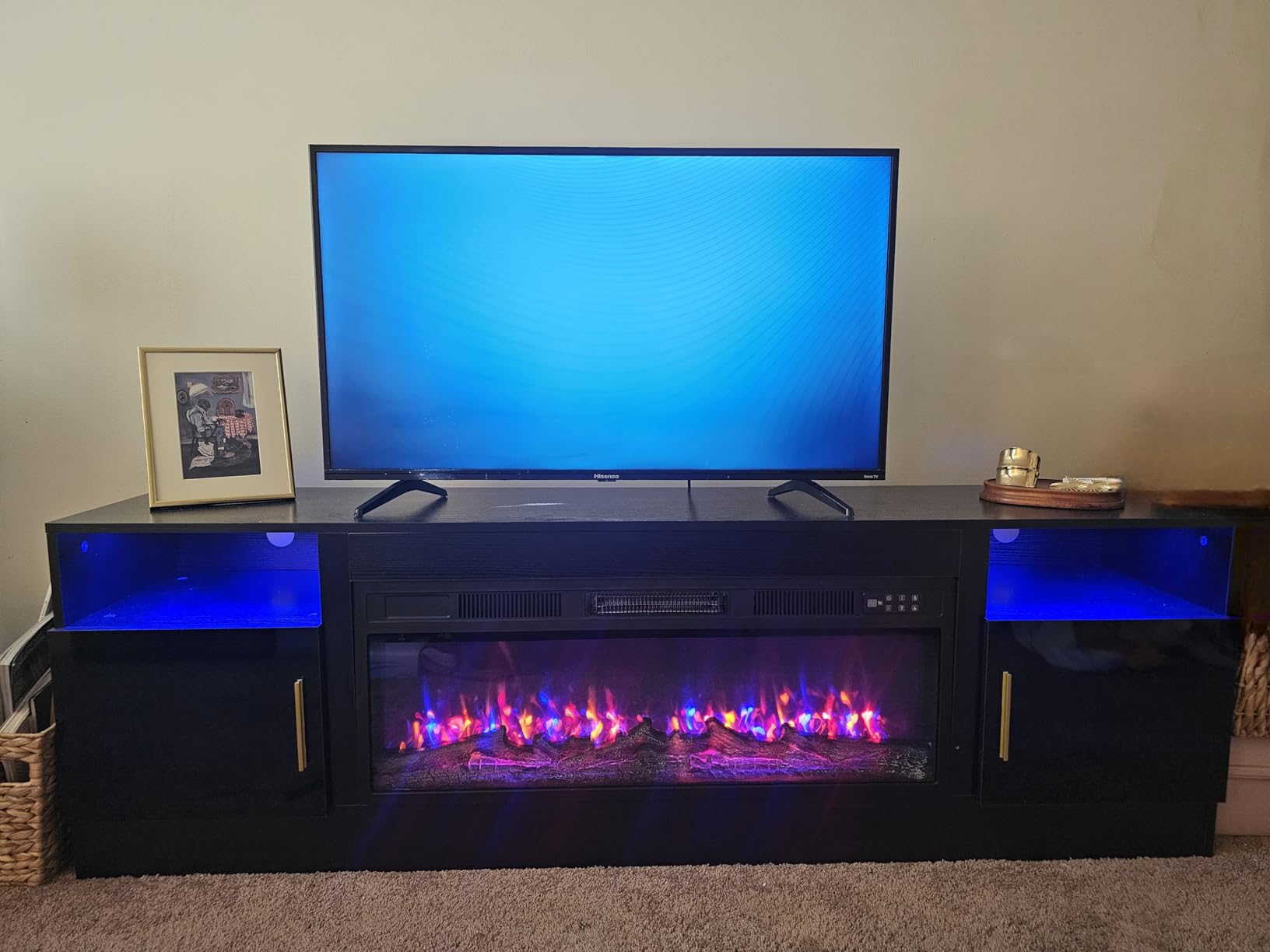VITESSE 70”Fireplace TV Stand,Modern Entertainment Center Heating Fireplace | 36