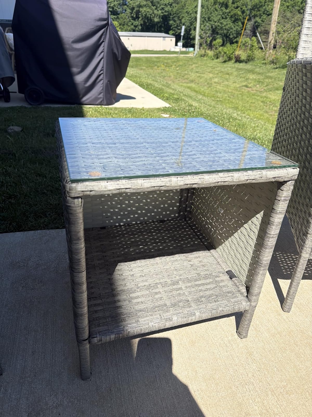 Best Choice Products 3-Piece Outdoor Wicker Conversation Bistro Set, Space Saving Patio Furniture for Garden w/Side Table - Natural/Gray customer photo 2