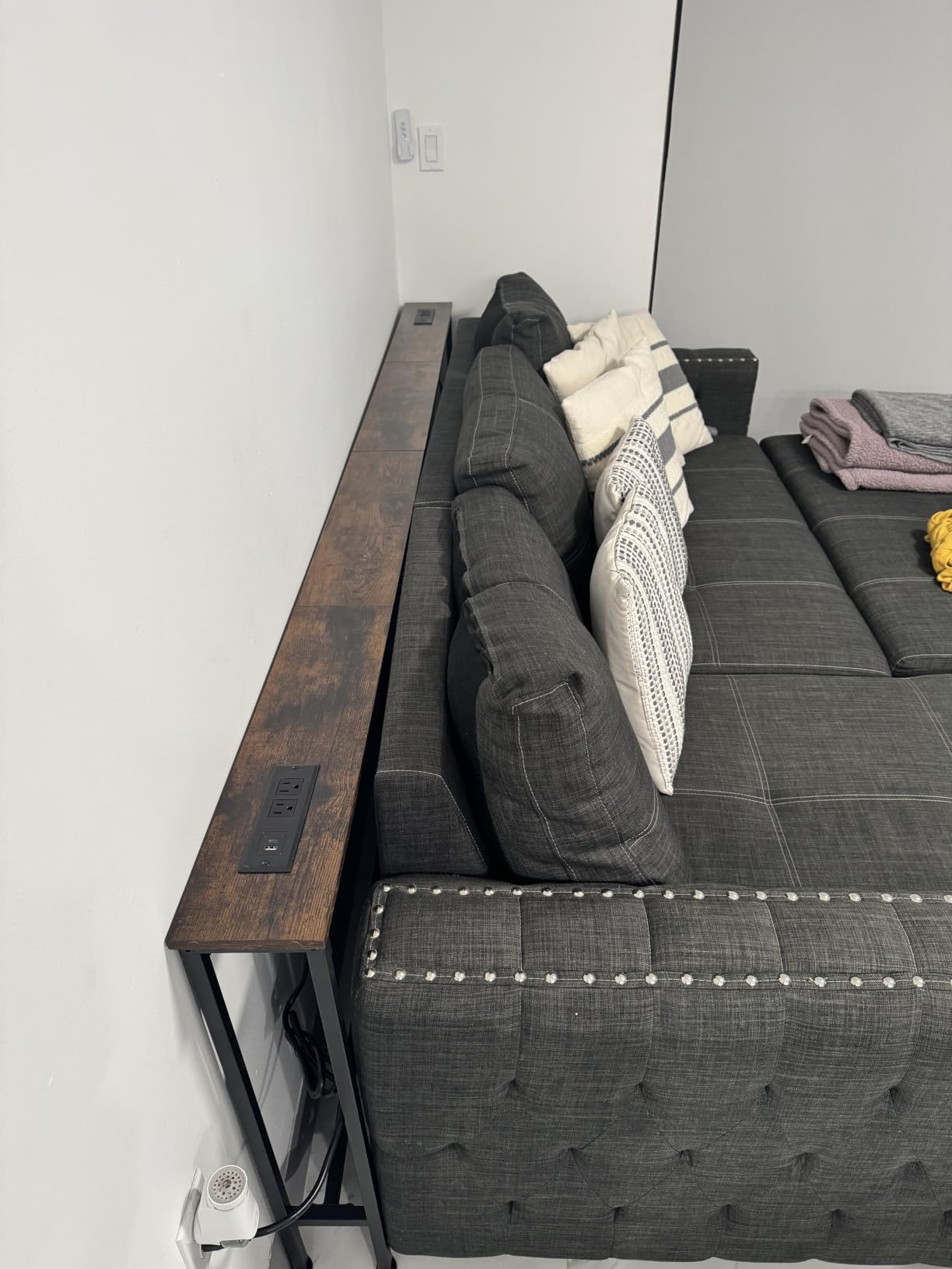 SUPERJARE 78.8 inch Narrow Behind Couch Table with 2 Charging Stations customer photo 2