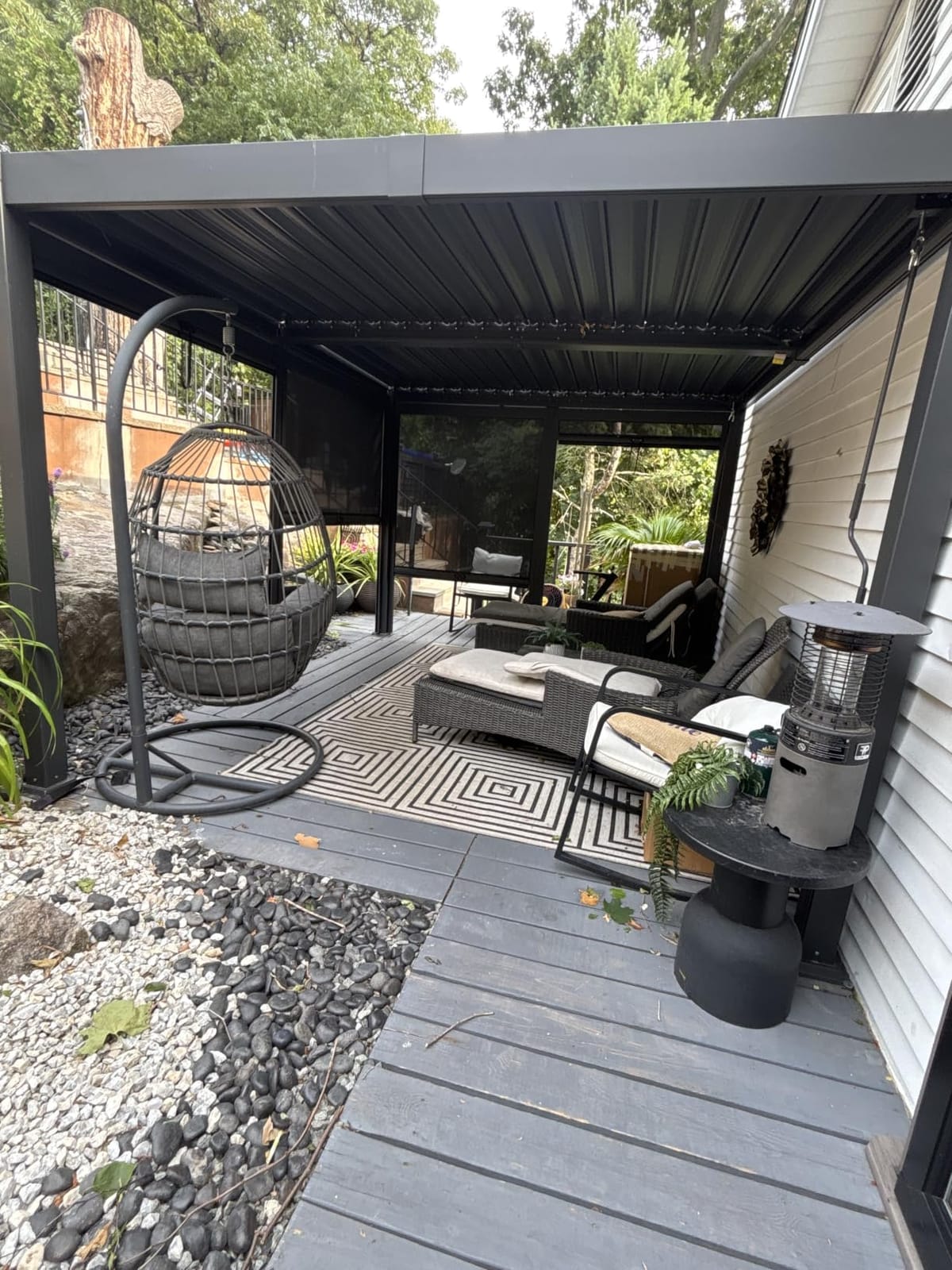Airwire 10x12 FT Louvered Pergola with Curtains & Netting Gray customer photo 1