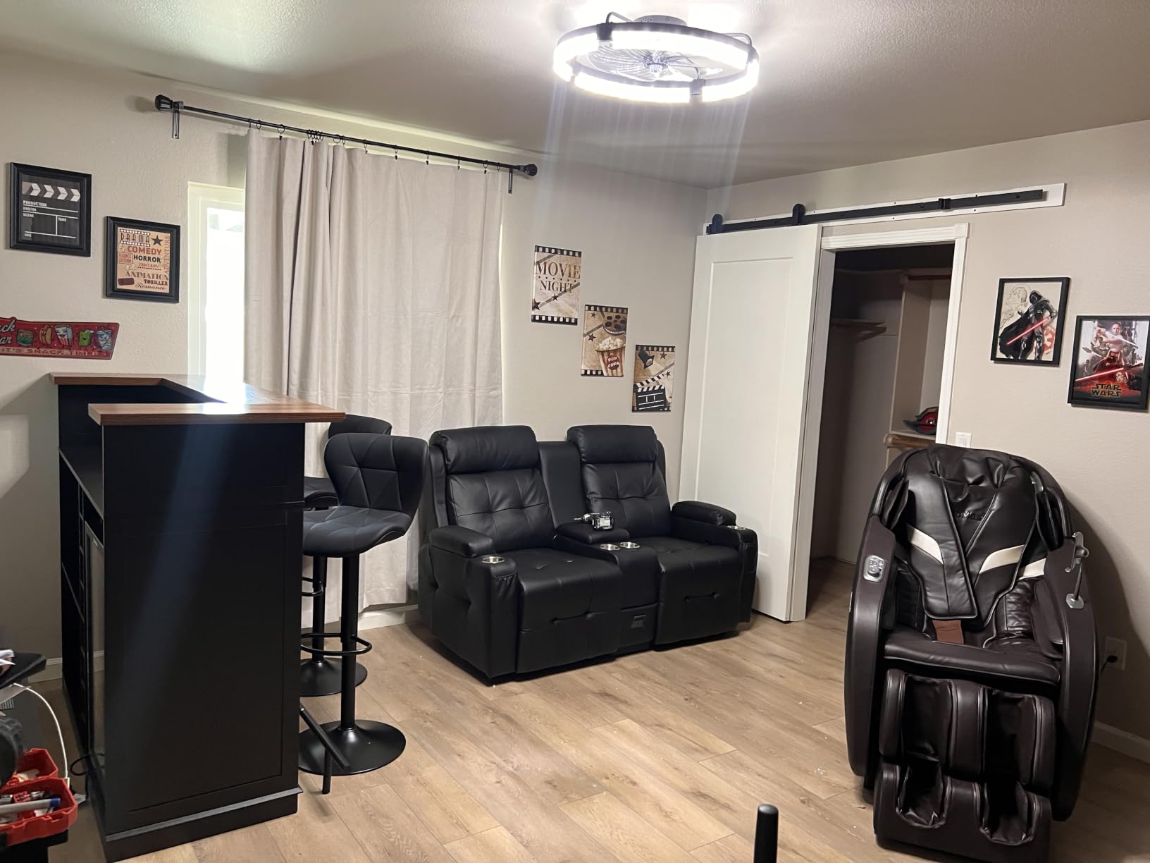 RV Loveseat Recliner Sofa, Home Theater Seating with Console & Massage customer photo 2