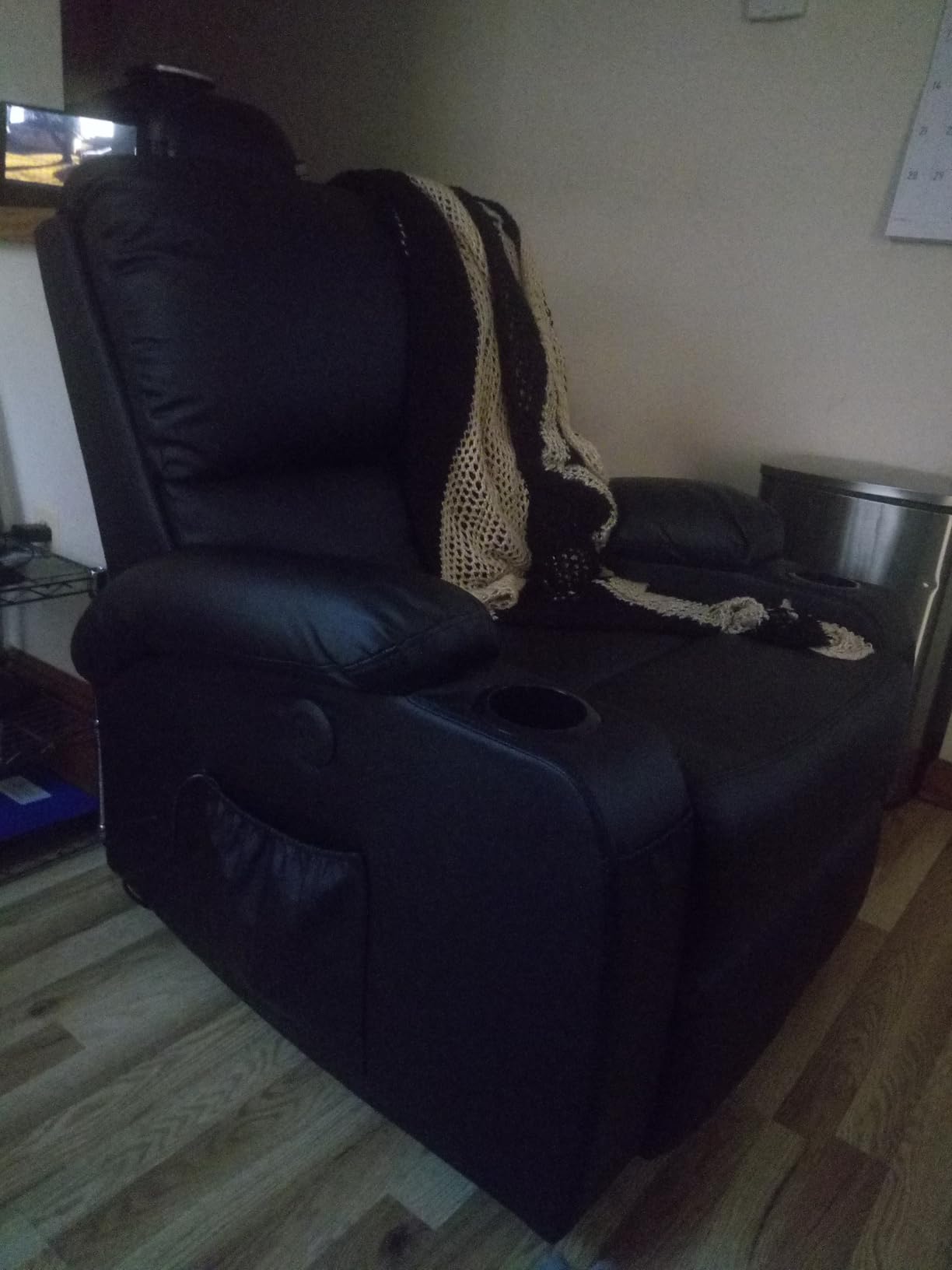 LAFWELL Rocking Recliner Chair, Massage Rocker Recliner Chair with Vibration Massage and Heat, USB and Type-C Ports,360° Swivel Faux Leather Chairs, Living Room, Bedroom, Nursery, RV, Black customer photo 2
