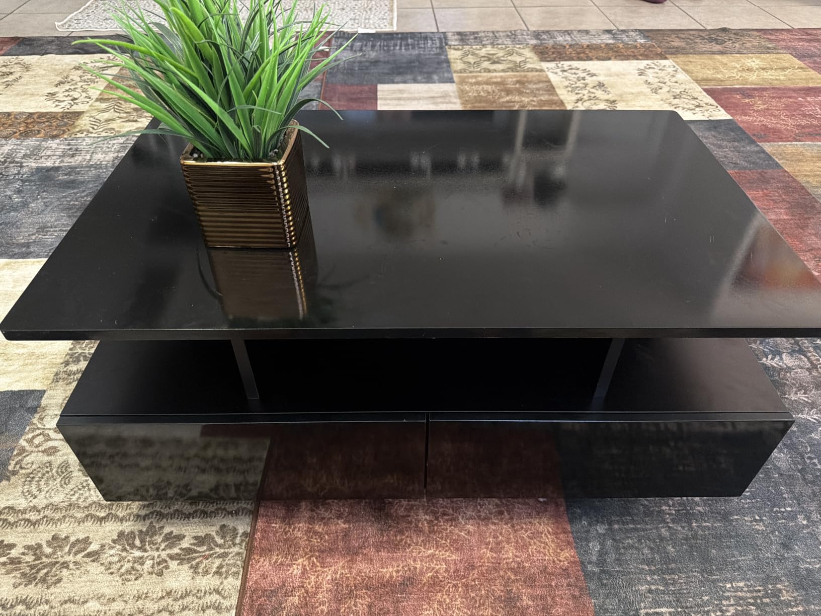 DWVO LED Coffee Table with Storage 4 Drawers, High Glossy, Modern, Black customer photo 1