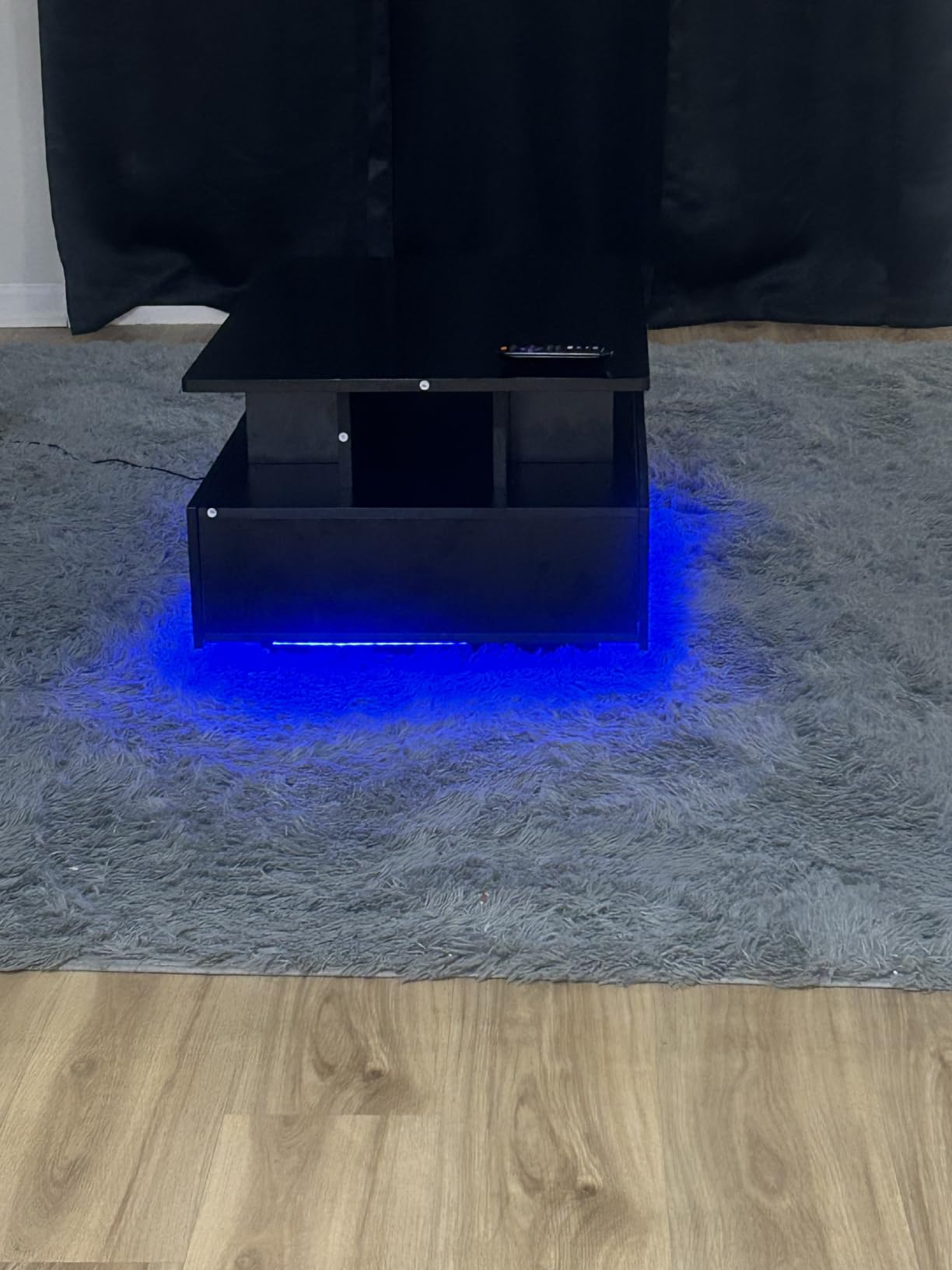 DWVO LED Coffee Table with Storage 4 Drawers, High Glossy, Modern, Black customer photo 2