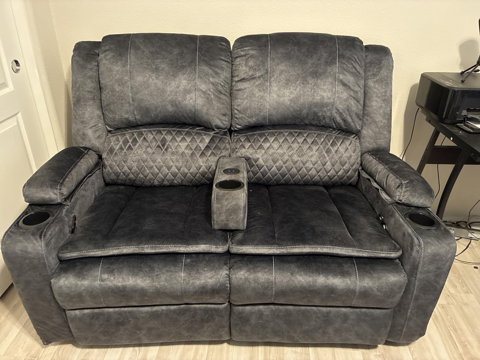 Upgraded 5 Seater Reclining Sofa Set, Living Room Couch (Velvet,Grey) customer photo 1