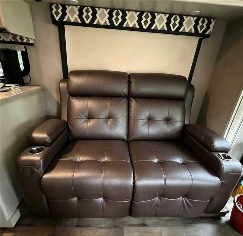 RV Loveseat Recliner Sofa, Wall Hugger Reclining RV Couch with USB | RV Reclining Loveseat with Massage, Pocket, Cup Holder, 150° Recline for RV Furniture, Travel Trailers & Home Theater Seating customer photo 1