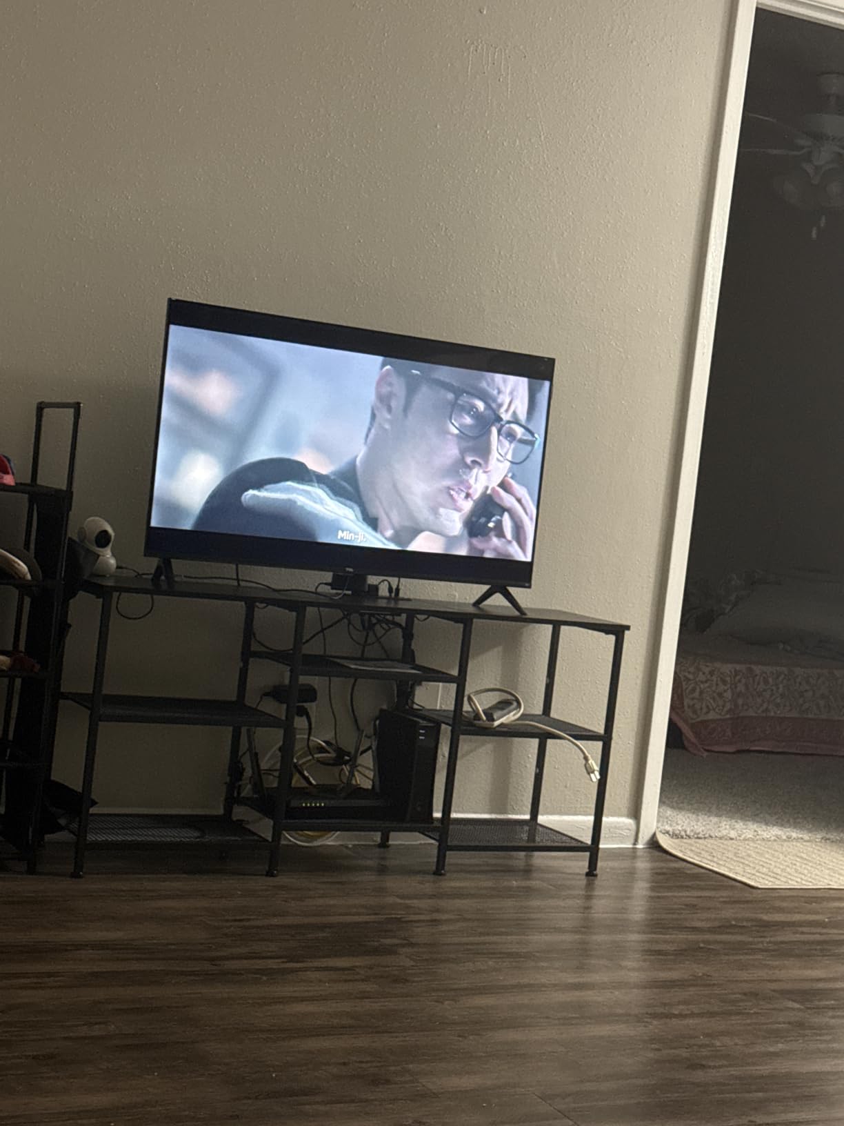 YGEOMER Entertainment Center for TVs Up to 50in with LED Lights, Black customer photo 2