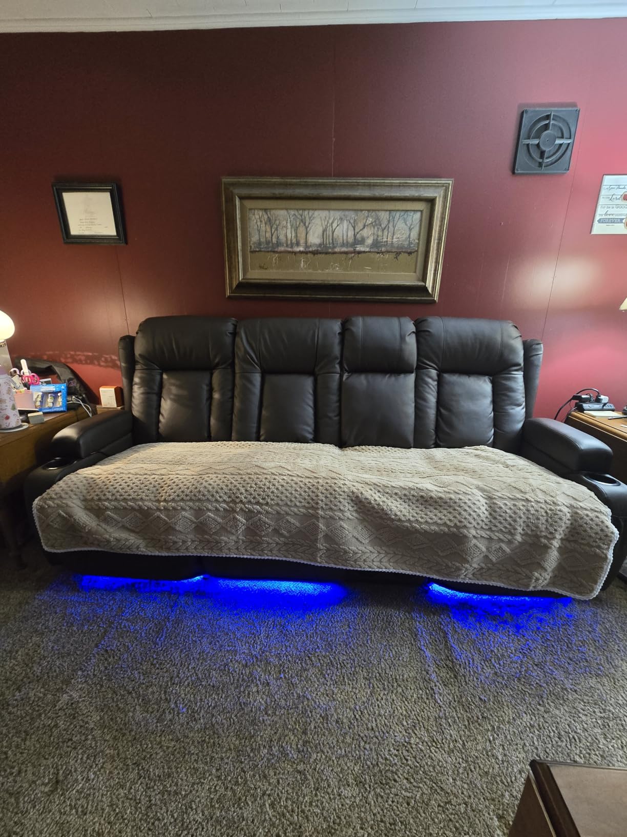 TUNYI Power Loveseat Recliner Sofa with Massage & Heat (Brown, 90