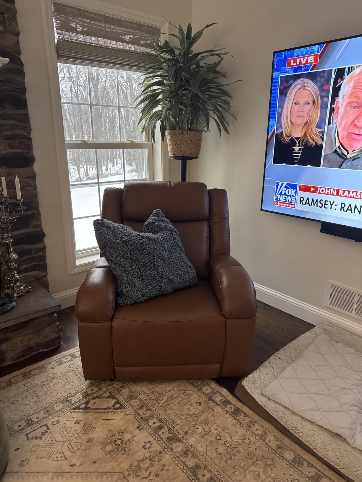 Watson & Whitely Genuine Leather Wall Hugger Power Recliner, Cafe | Recliner Chair for Adults, Power Headrest, USB/Type-C Charging Ports, Electric Reclining Sofa Chair for Living Room, RV customer photo 1