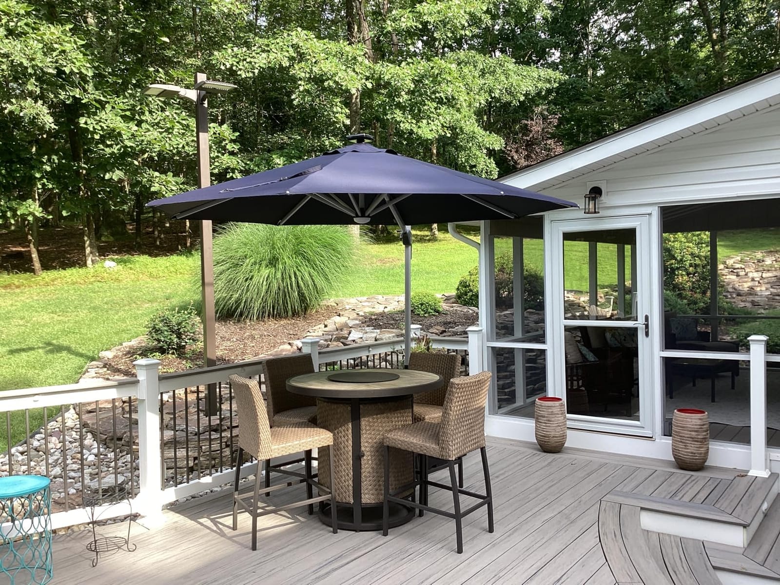 PURPLE LEAF Cantilever Umbrella 9' X 12' Solar LED Light Patio Deck, Beige customer photo 2