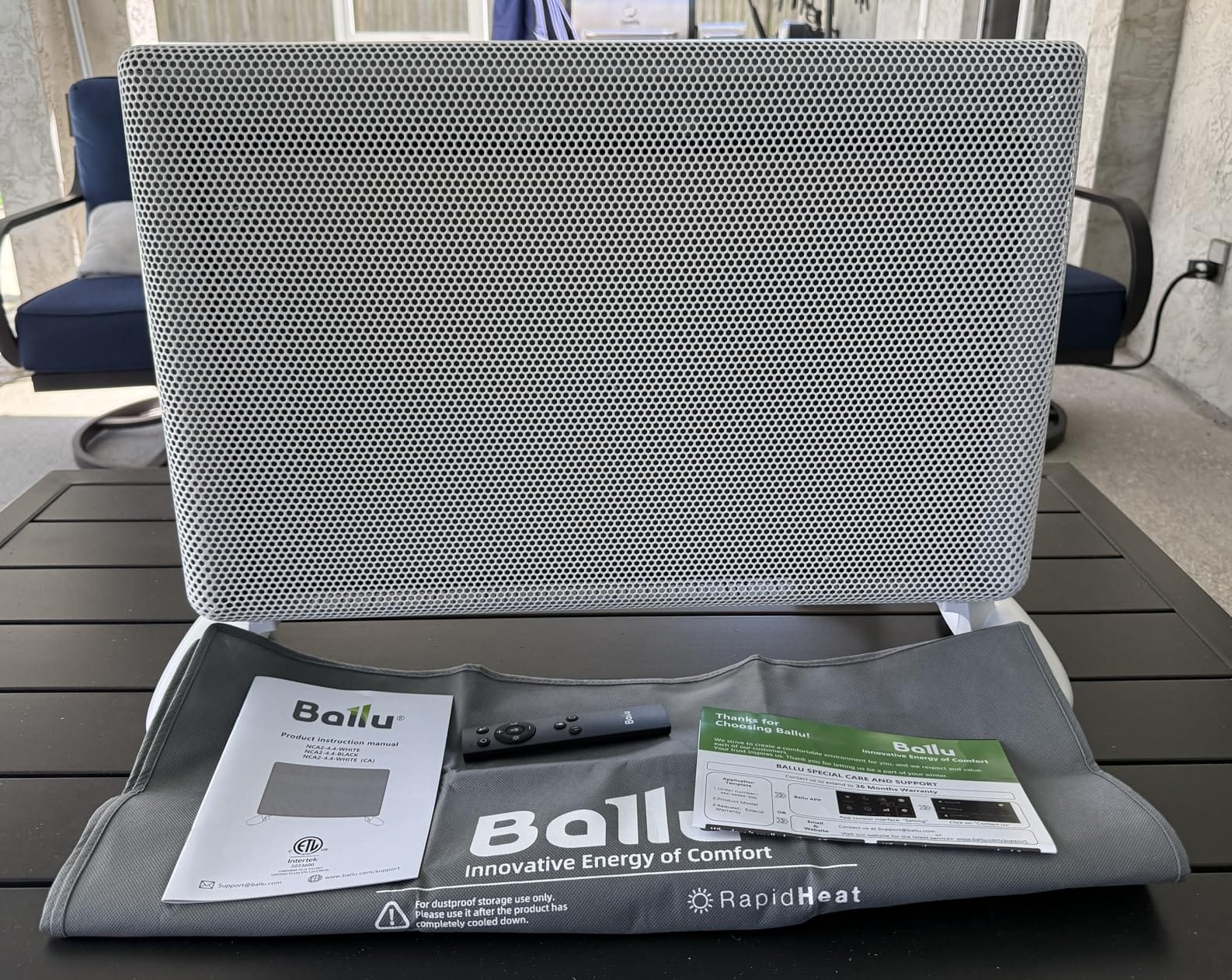 Ballu Mica Infrared Space Heater Indoor Use,Large Room Panel Heater with Programmable Thermostat,WiFi App Control,Portable Stand or Wall Mount,Energy Efficient Smart Quiet Heater,Work with Alexa,White customer photo 1