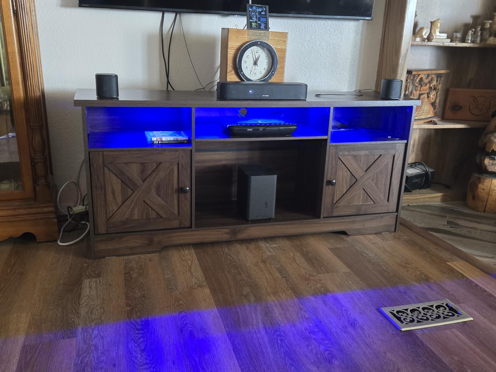 Casaottima TV Stand for 65 Inch TV, Entertainment Center, White | Farmhouse Entertainment Center, Power Outlet & LED Light, Storage Cabinets, Media Furniture for Living Room, Bedroom customer photo 2