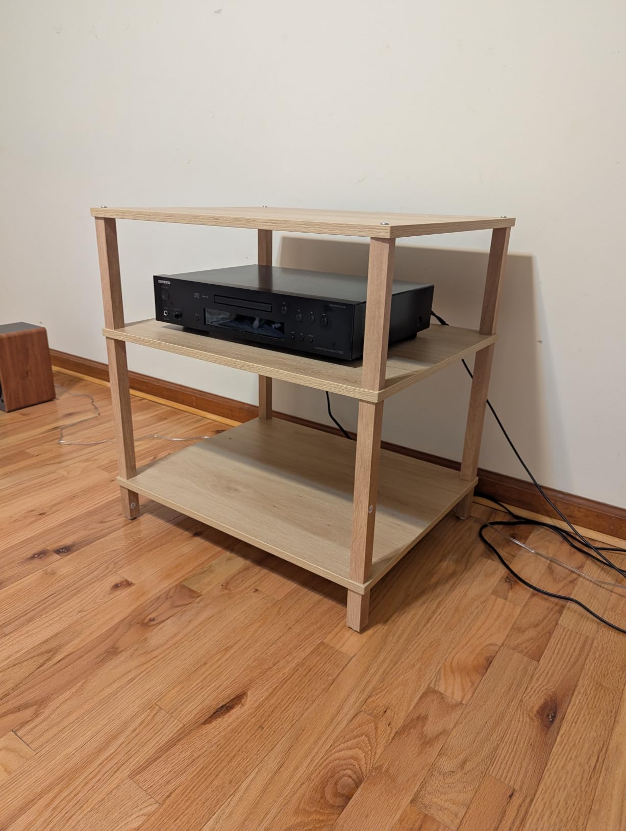 LELELINKY 3-Tier AV Media Player Stand, Natural Stereo Cabinet, Modern Audio Shelf, Wooden TV Stand,Game Console Shelf, Multifunctional Entertainment Center, Suitable for Home, Conference Room customer photo 1
