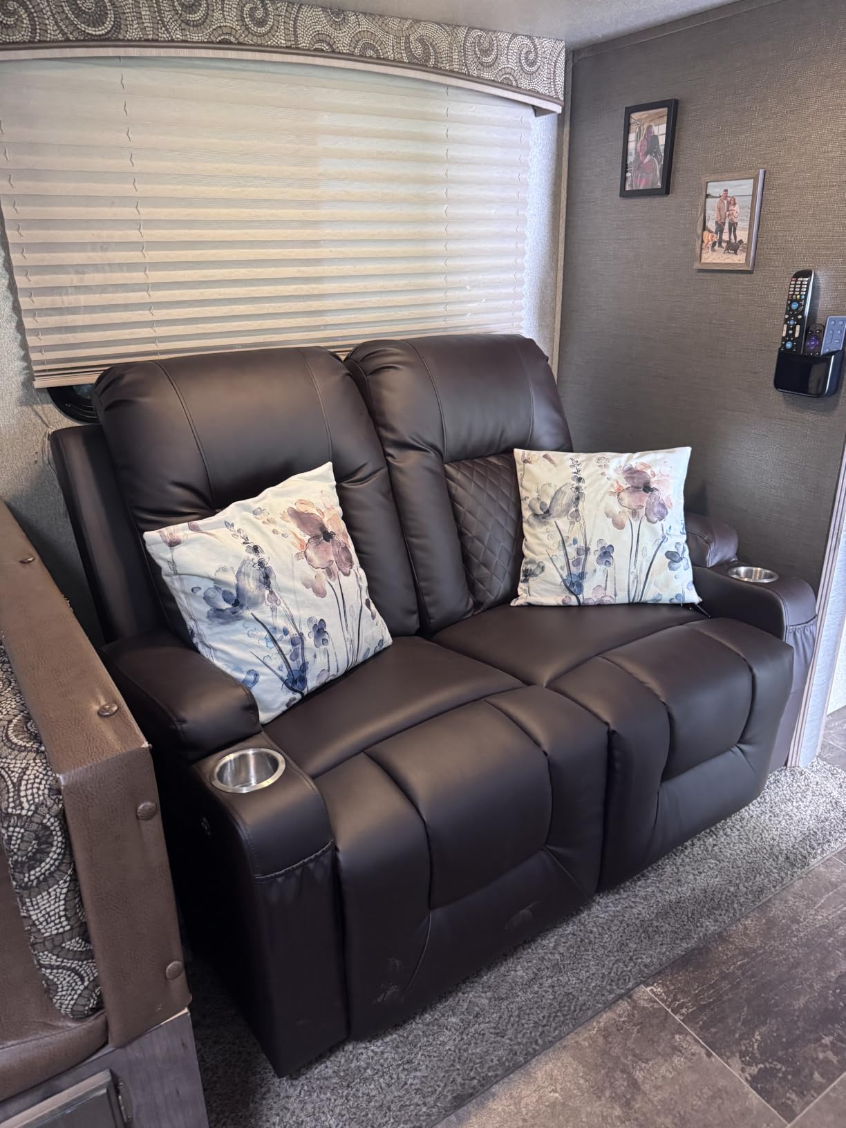 RV Loveseat Recliner Sofa, Reclining Loveseat Wall Hugger Recliners with USB Ports, Cup Holders, Insert Pockets, RV Recliners for Travel Trailers & Living Room, RV Furniture | RV Couch customer photo 2