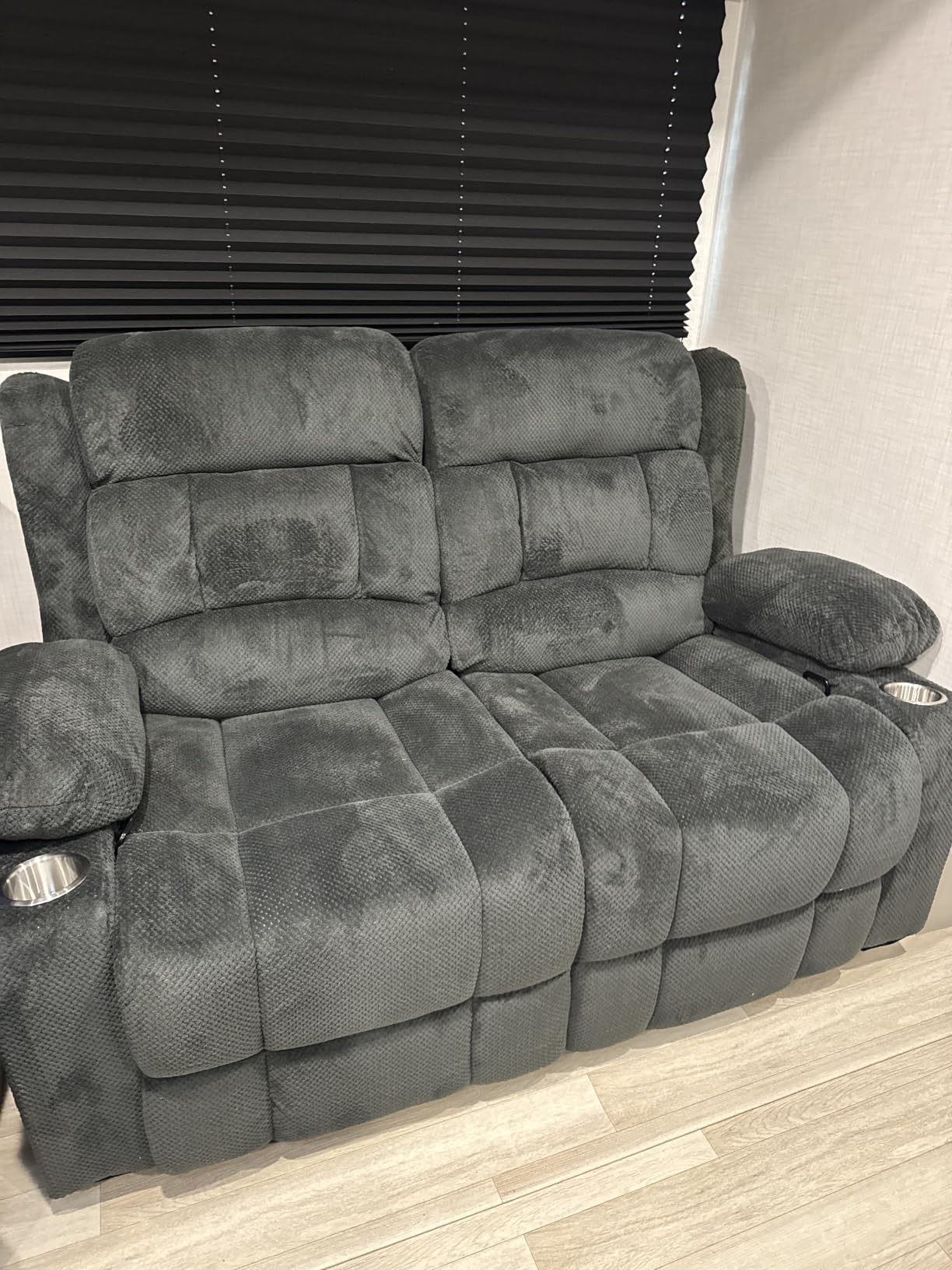 RV Loveseat Recliner Sofa, Reclining Loveseat Home Theater Seating with USB Ports, Cup Holders, Insert Pockets, Wall Hugger RV Recliners for Movie Room, Recline Movie Seats Gaming Sofa customer photo 2