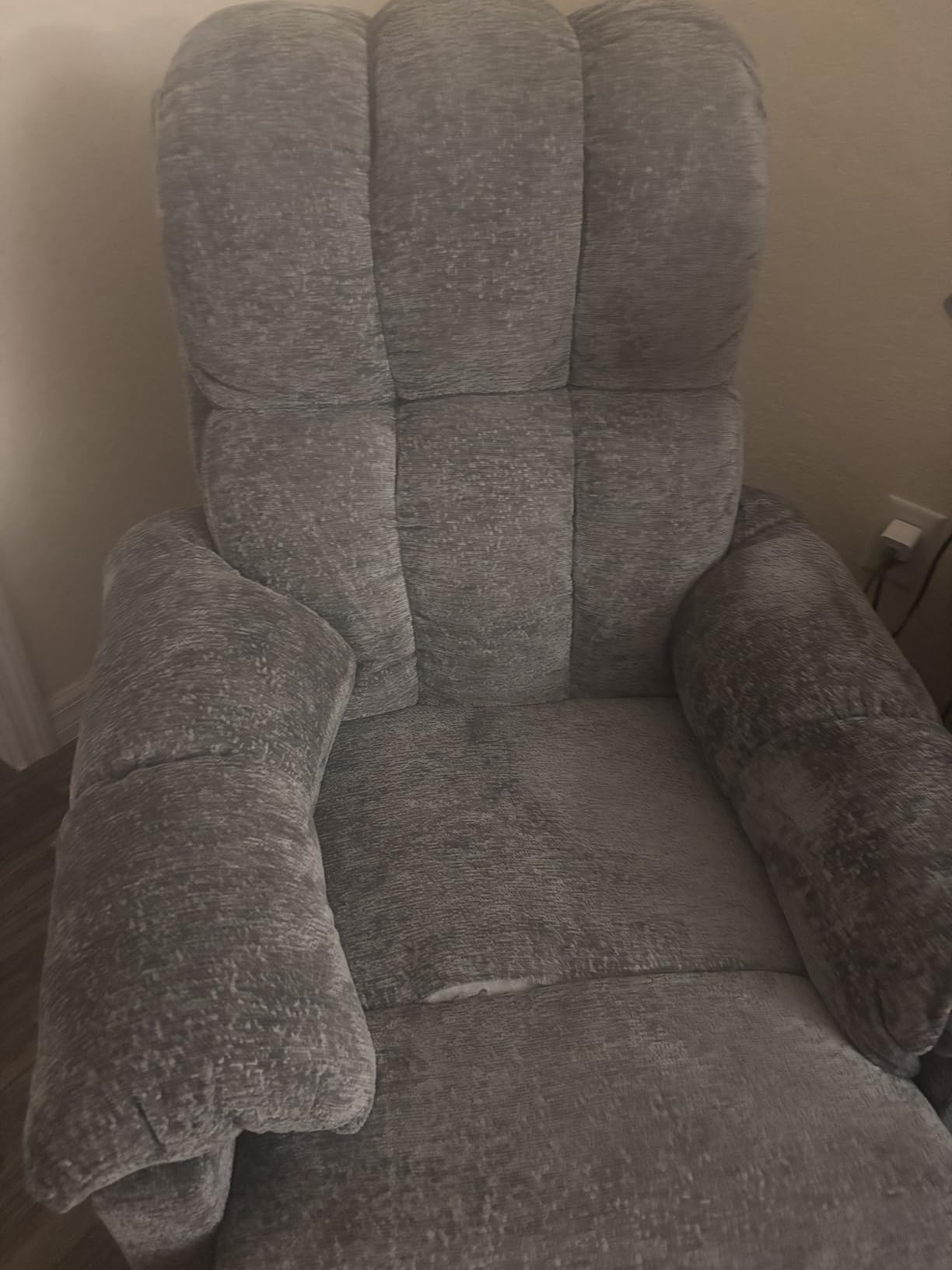 Korser Recliner Chair, Swivel Rocker Recliner Chair for Adults, Small Recliners for Small Spaces, Manual Recliner with Side Pockets, Upholstered Nursery Rocking Chair for Living Room, Chenille, Grey customer photo 2