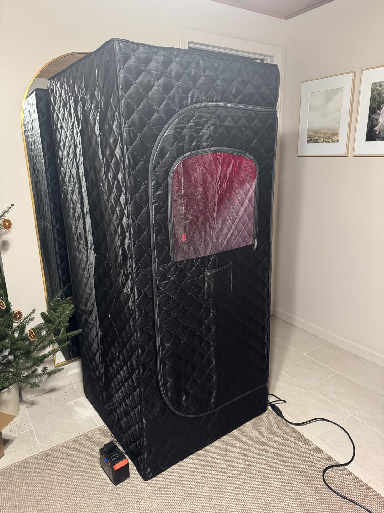 Sauna Box Red Light Theraphy - Portable Sauna for Home with 15 Levels Fast Heating, 3L/1200W Steamer and Non-Slip Mat, Remote Control for Body Relaxation, Steam Sauna for Indoor Use, 32