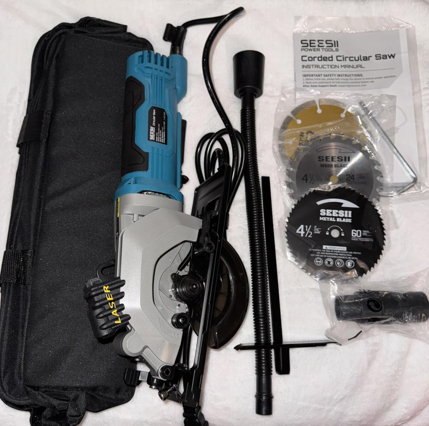 SEESII Mini Circular Saw, 4.8A 4000RPM Corded Compact 4-1/2