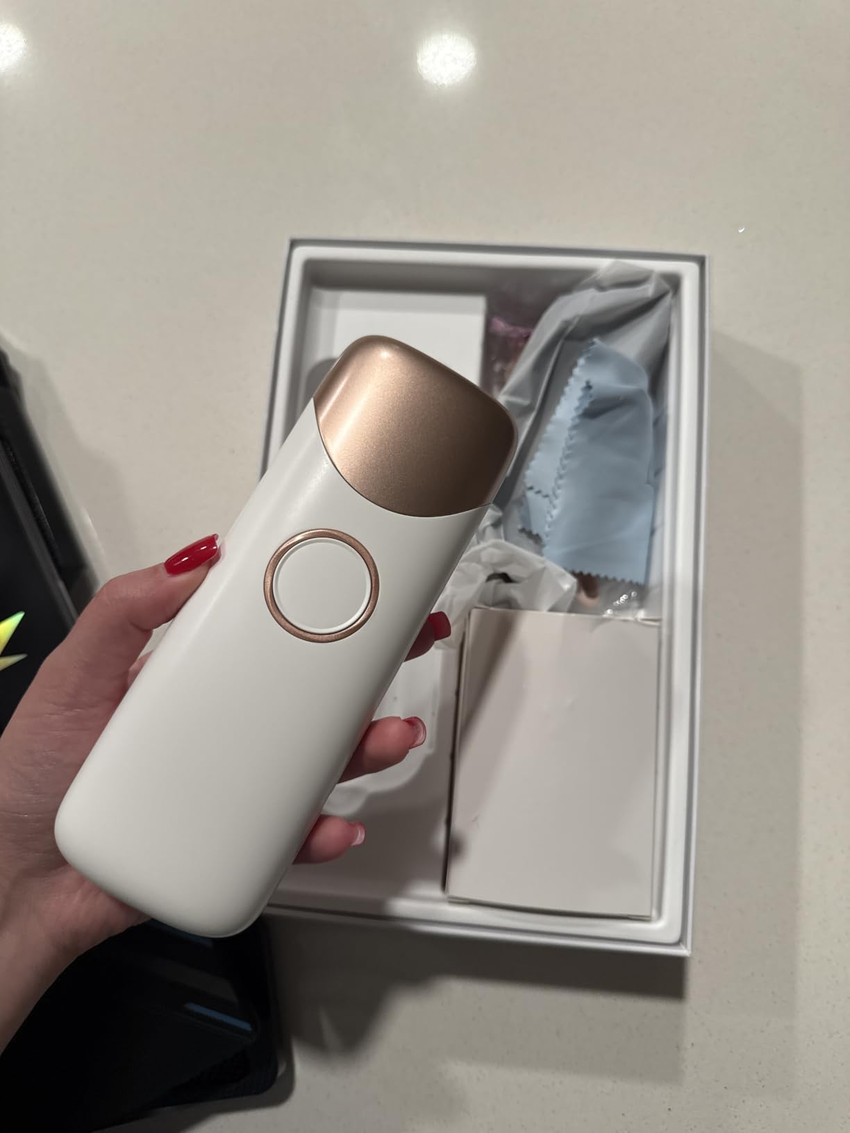 Ubroo Laser Hair Removal for Women, 97.6% Hair Reduction in 2 Session, 5℃ Ice Cooling IPL Hair Removal Device, Hair Removal at Home for Legs Bikini Armpits Facial (Gold) customer photo 1