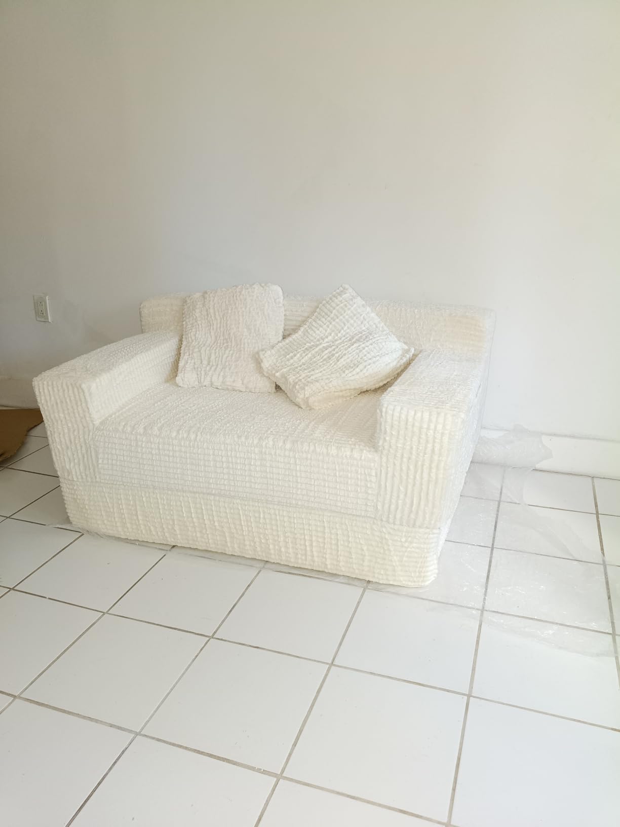 Erament Convertible Sofa Bed, Loveseat Folding Floor Futon Sleeper Sofa Couch Bed- Boneless Foldable Couch, Corduroy Pull Out Sofa Bed with 2 Pillows for Living Room & Bedroom customer photo 1