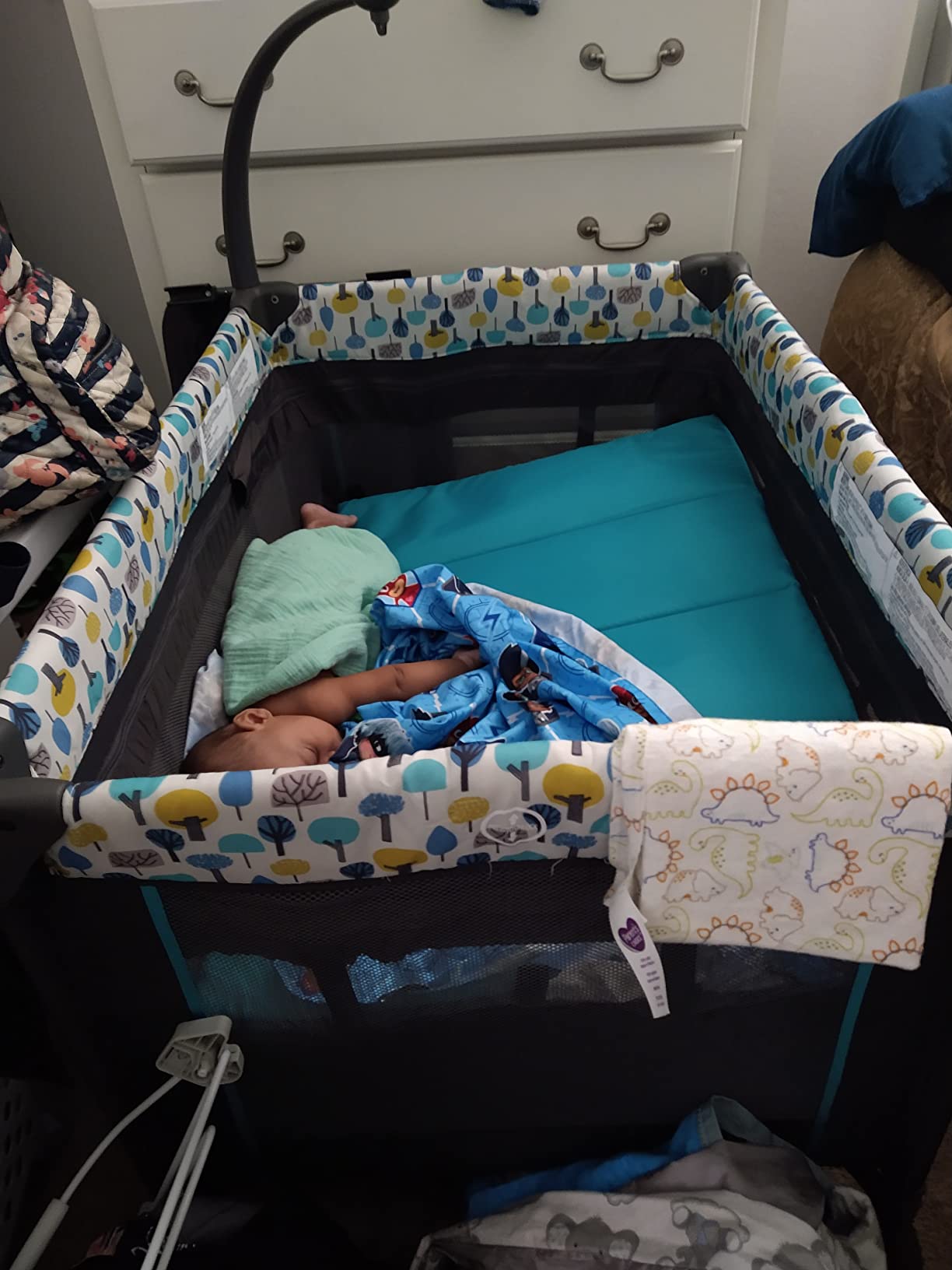 Pamo Babe Pack and Play with Bassinet Magic Fold Playard 1 Step Set Foldable Playpen Baby Playard with Changing Table Portable Playpen Grey customer photo 2