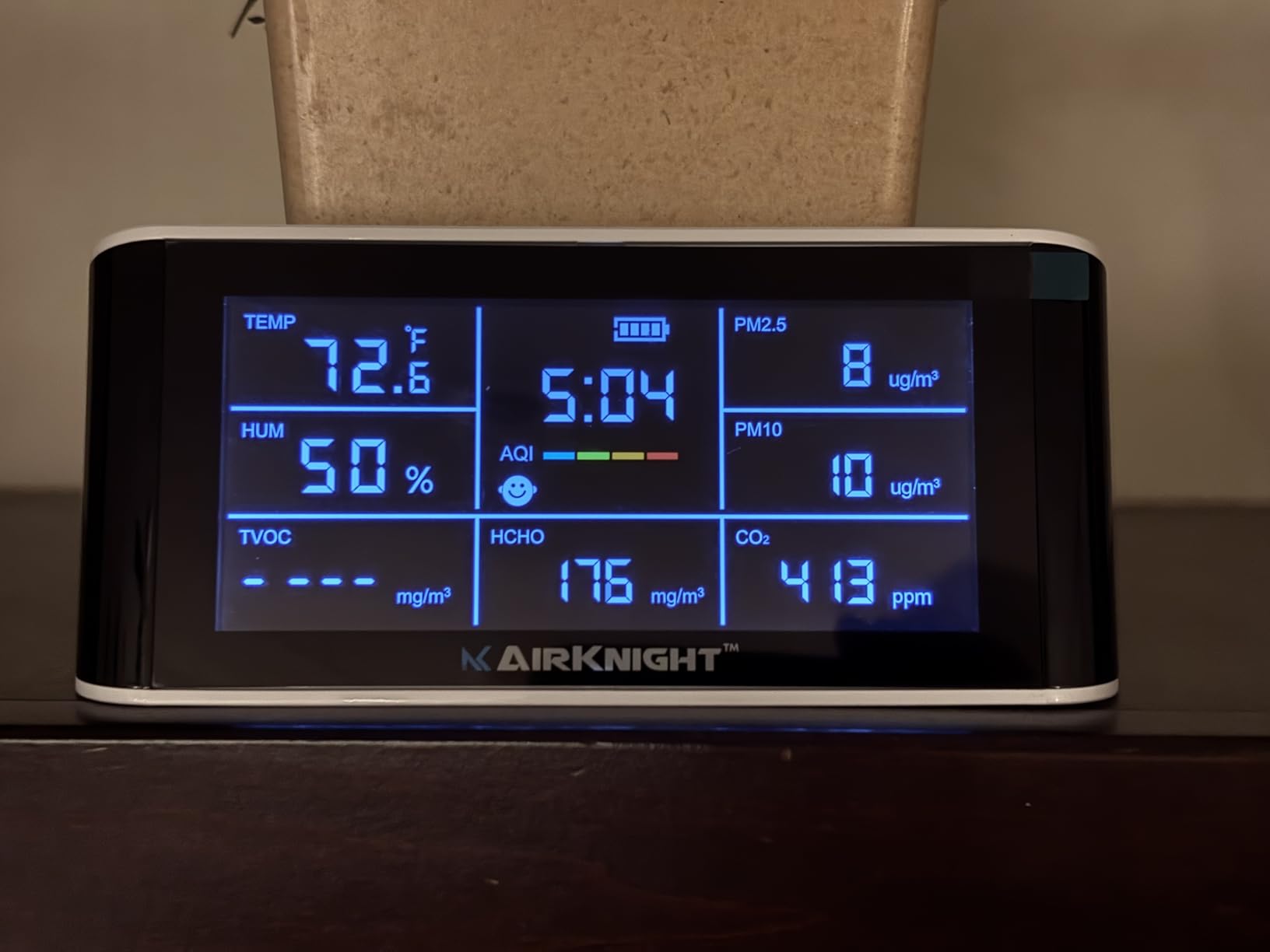 AirKnight Premium Indoor Air Quality Monitor Indoor & Air Quality Sensor. VOC Detector, CO2 Monitor, Formaldehyde Detector HCHO, AQI, PM2.5, PM10 Temperature Humidity Air AQI CO2 Meter customer photo 2