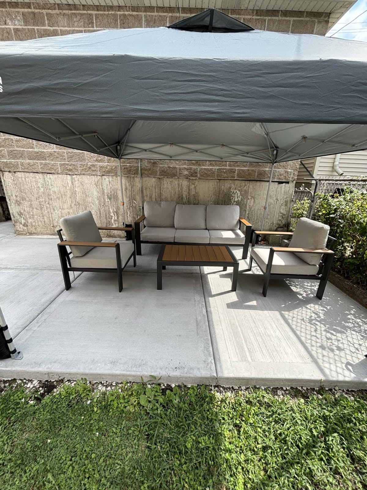 Aluminum Outdoor Patio Furniture Set with Coffee Table, 4 Piece Patio Conversation Sets with Washable Thick Cushions, Outdoor Sectional Furniture Set for Porch, Balcony, Deck, Graphite customer photo 2