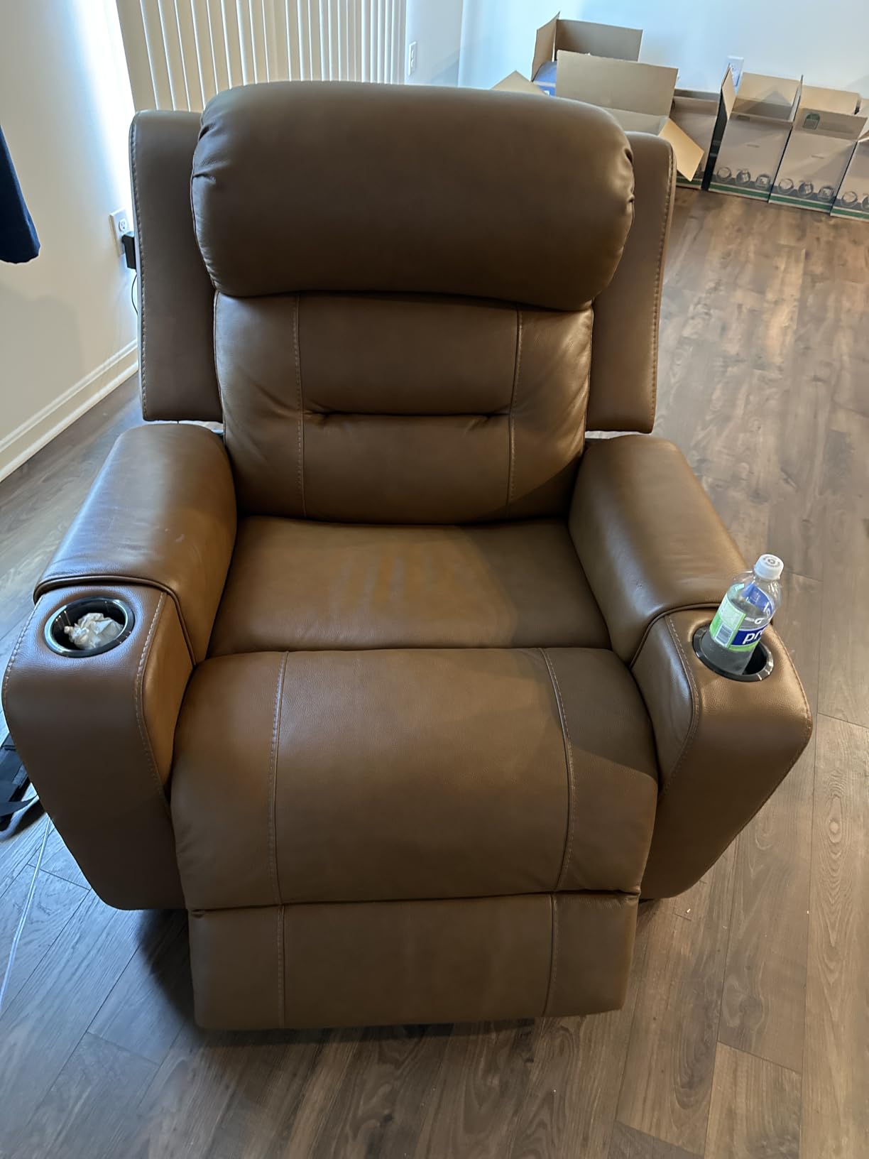 Watson & Whitely Oversized Genuine Leather Power Recliner Chair, Saddle customer photo 1