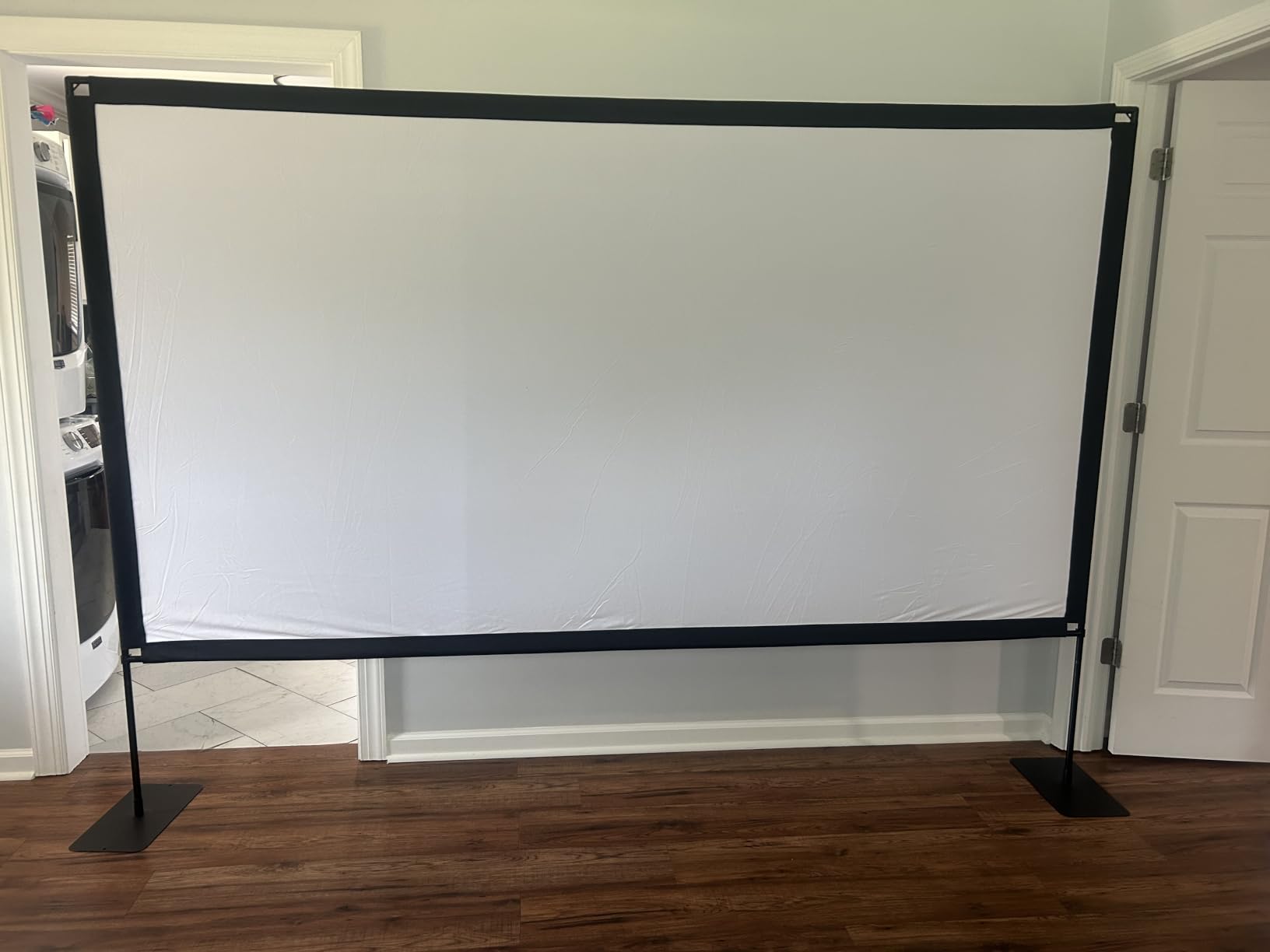 120inch Projector Screen with Stand: Portable Projector Screen Outdoor Indoor Front/Rear16:9 4K HD with Carry Bag Sandbag- Movie Screen for Backyard Moive Night, Camping, Theater customer photo 1