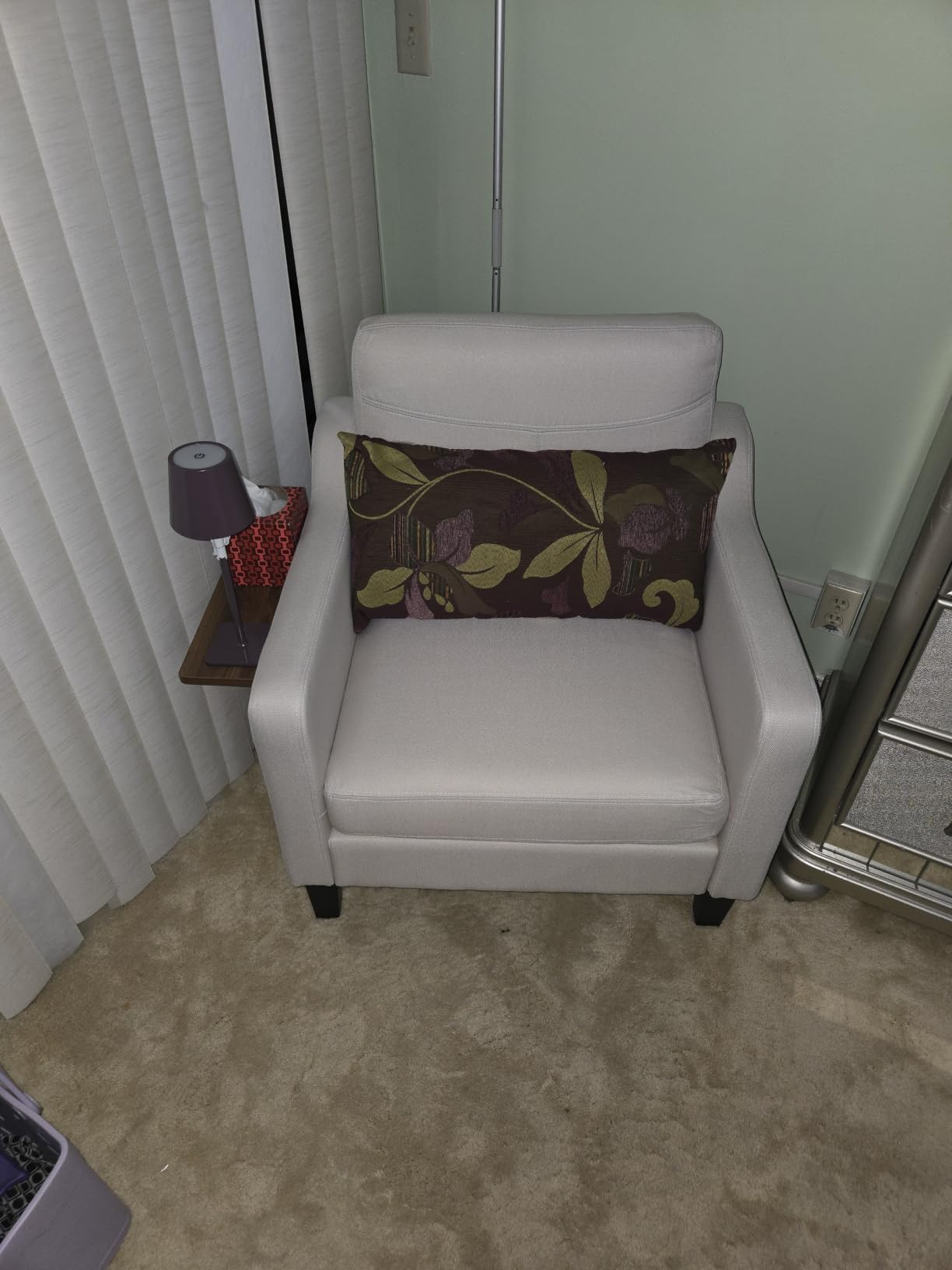Upholstered Accent Chair with Foldable Side Table for Living Room customer photo 1