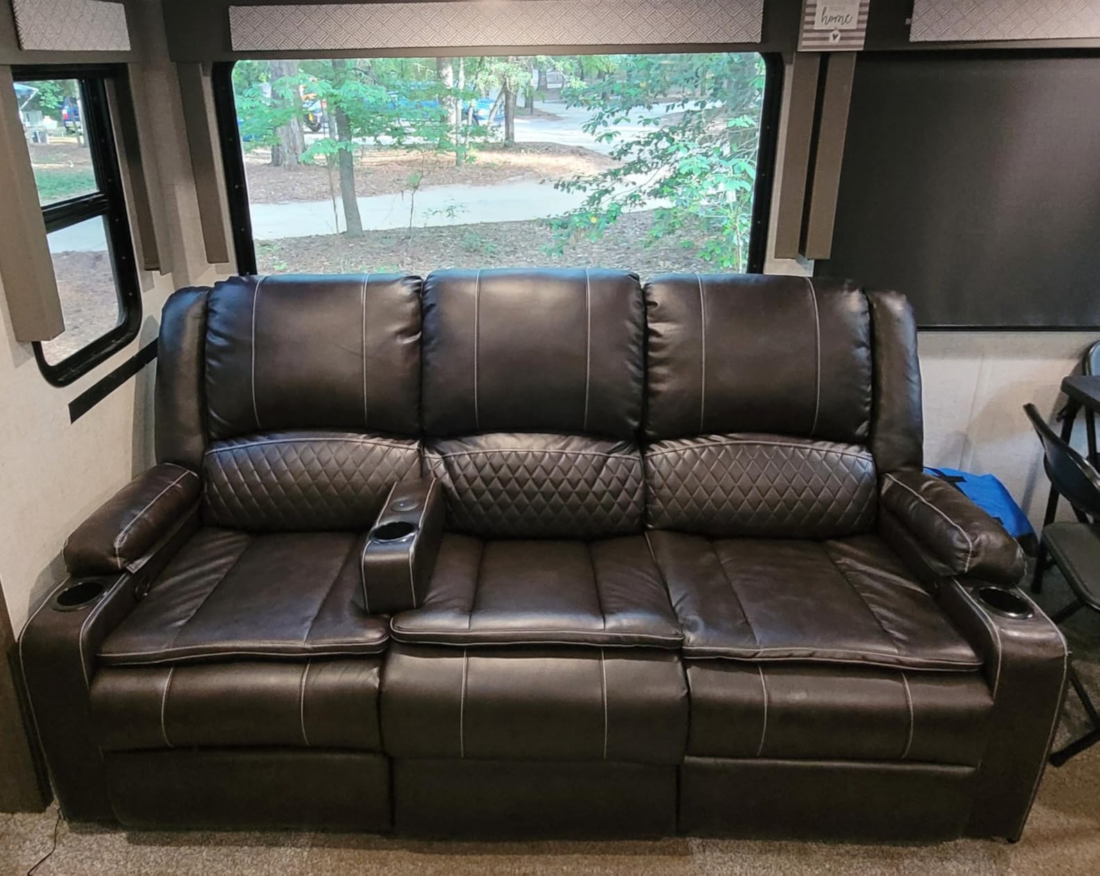 Power Loveseat Recliner, RV Loveseat Recliner Wall Hugger (Pu,Brown) customer photo 2