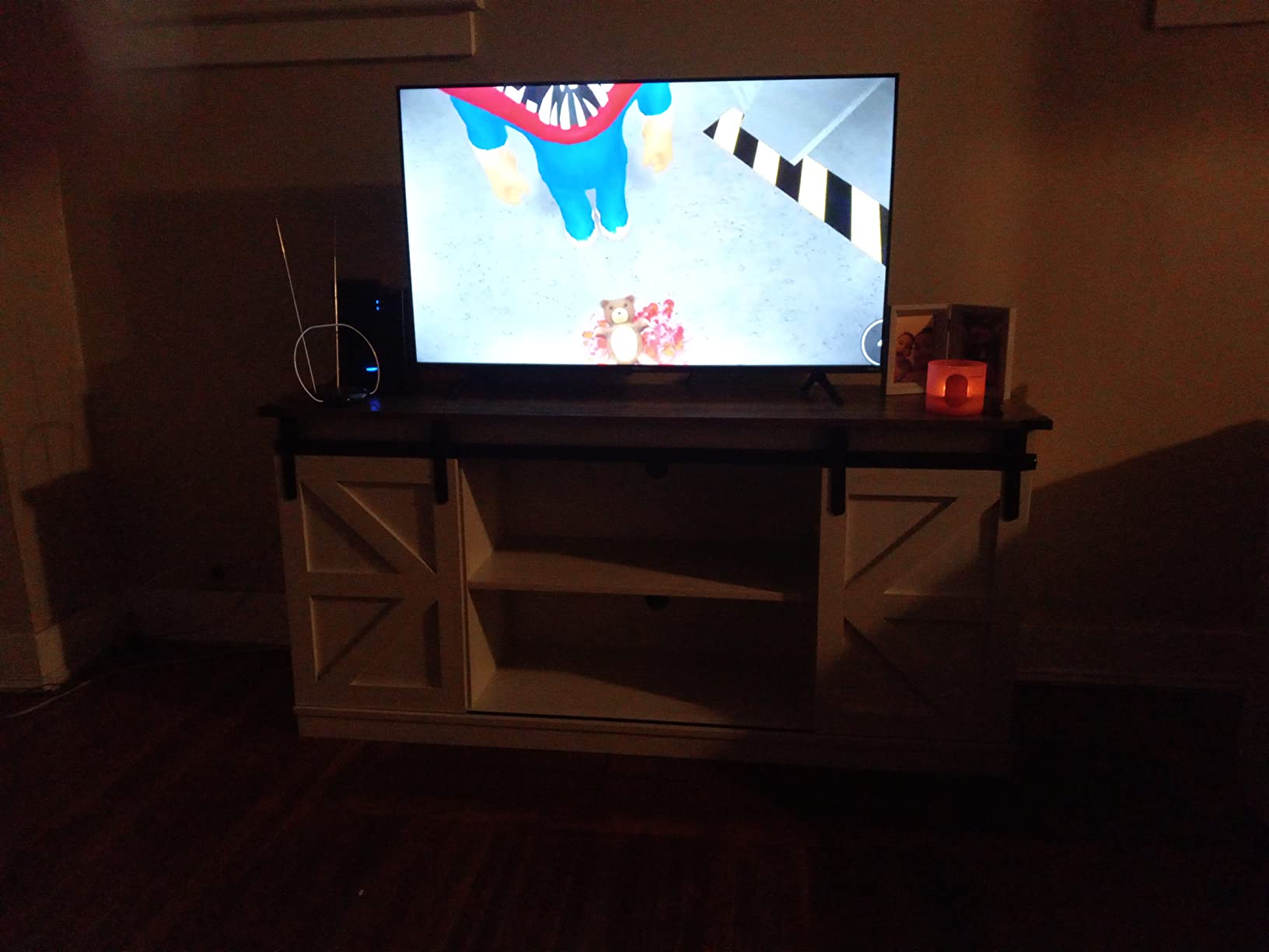 YESHOMY Mid-Century Modern TV Stand, 63 Inch, Light Gray customer photo 2