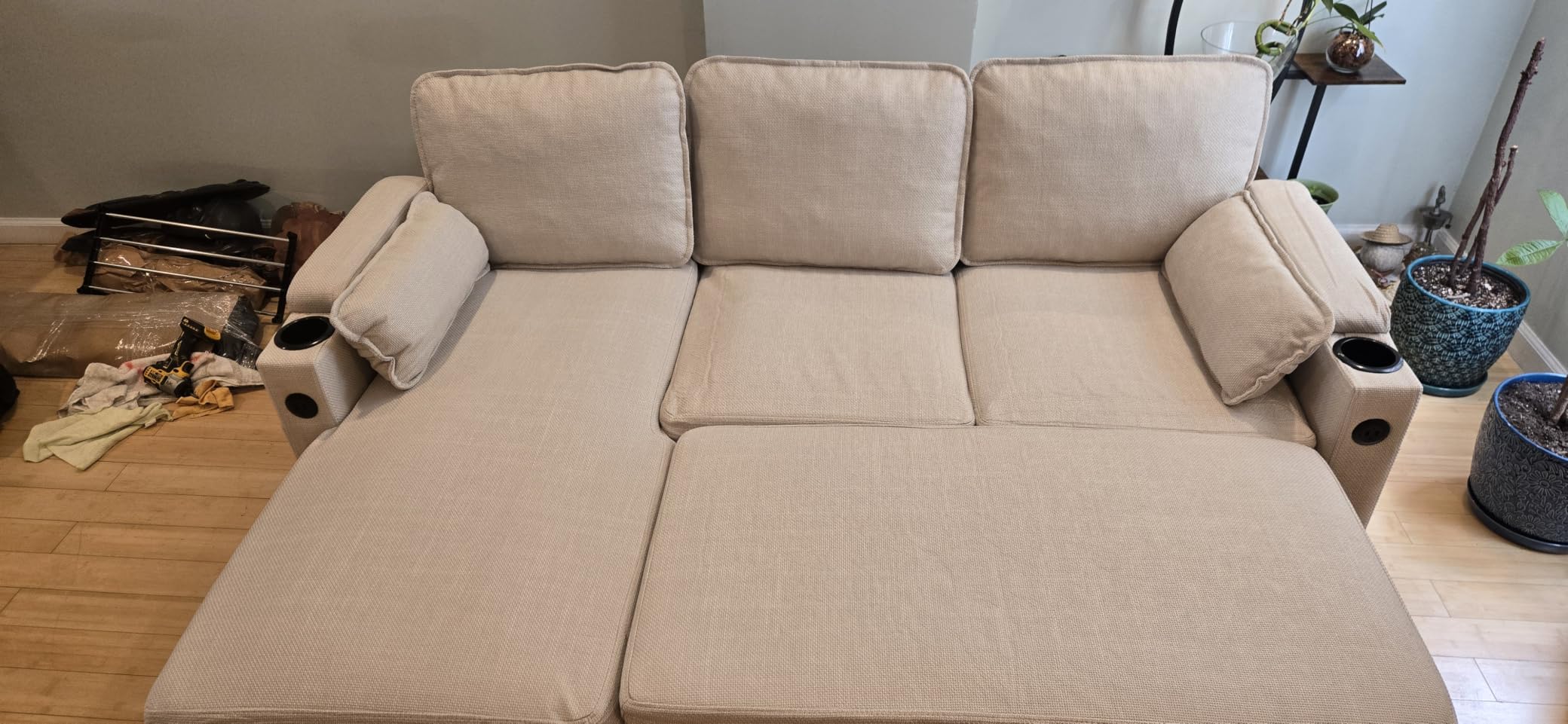 DURASPACE Sofa Bed Sleeper Sofa Pull Out Couch with Double Storage Chaise, Sectional Sofas for Living Room, U Shaped Couch with Removable Covers (Blue) customer photo 1