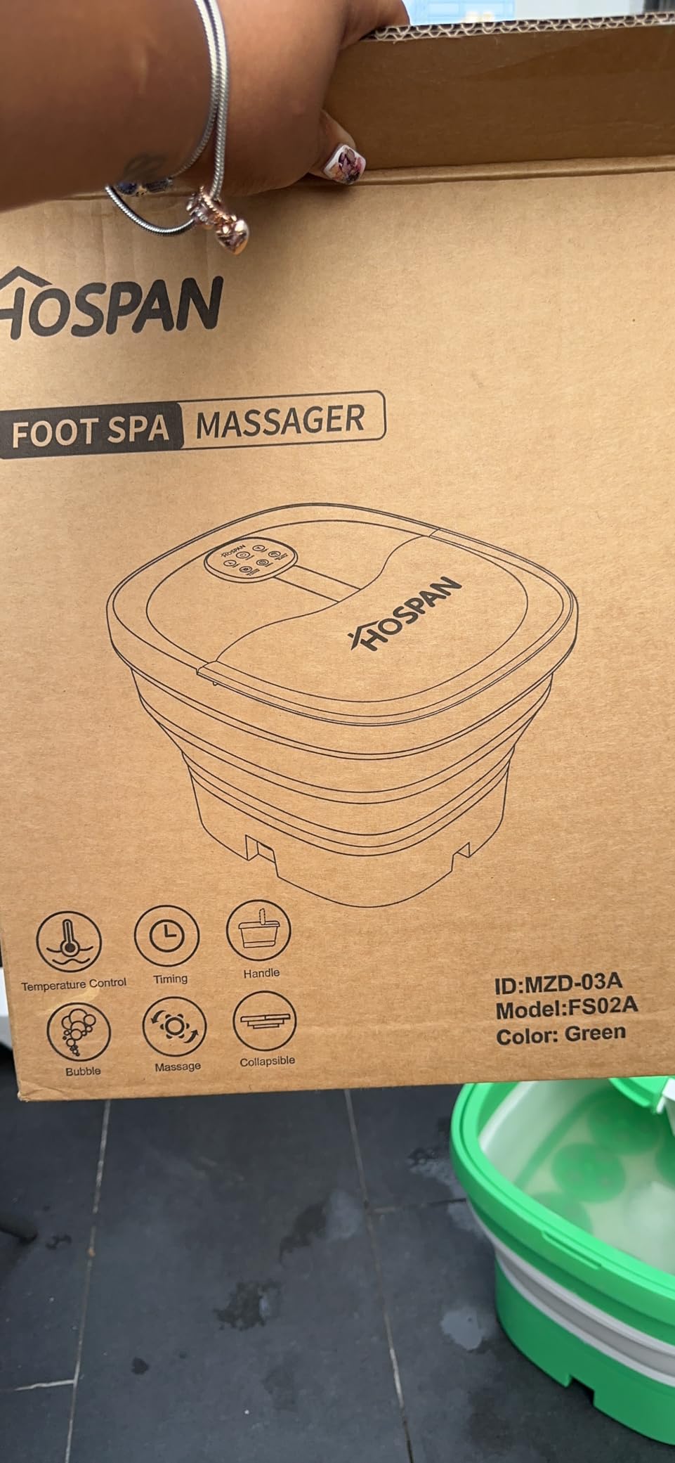 Collapsible Foot Spa Electric Rotary Massage with Heat, Bubble, Remote customer photo 2