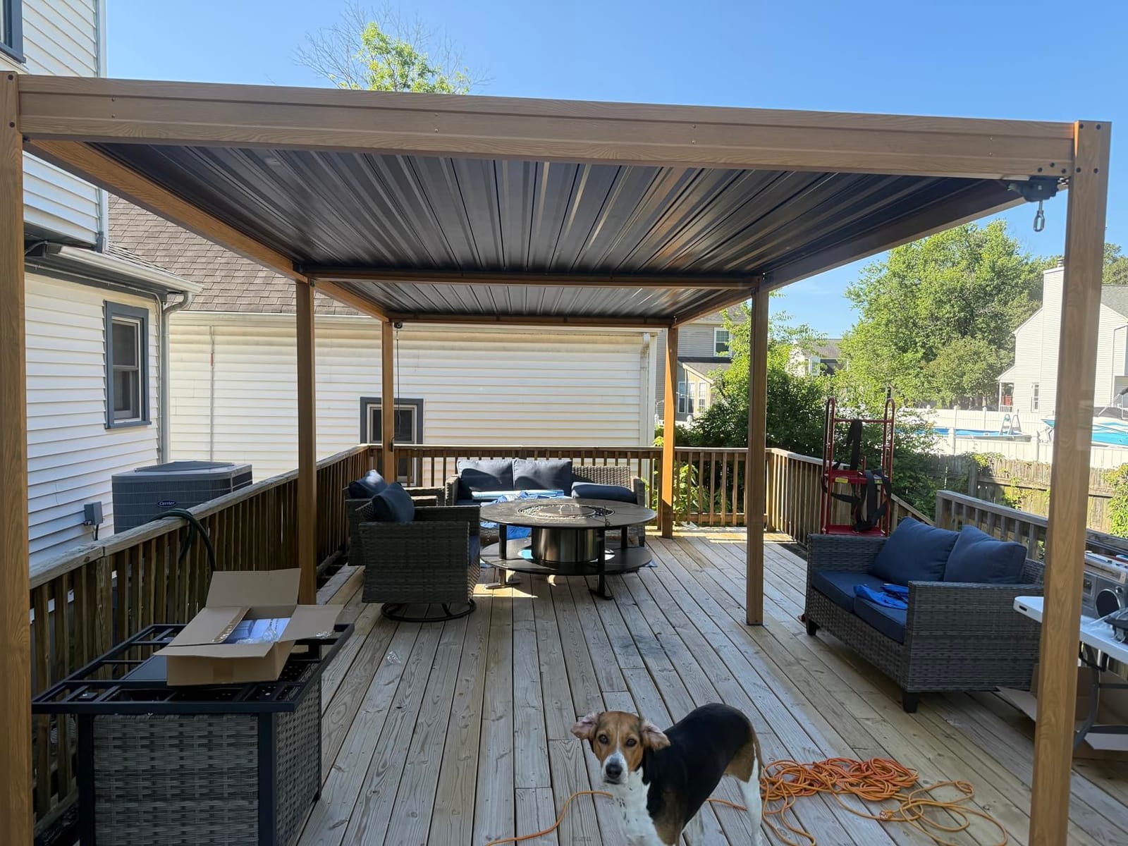 Domi Louvered Pergola 10x12, Outdoor Metal Pergola, Espresso Brown customer photo 1