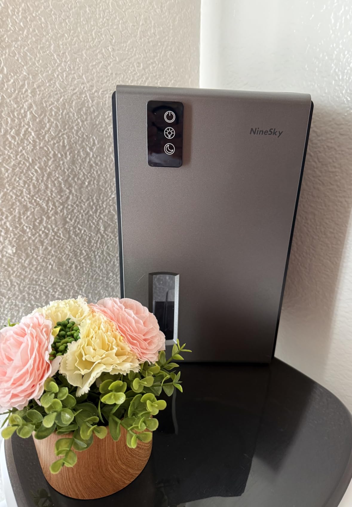 NineSky Dehumidifiers for Home, 1000 Sq.Ft Dehumidifier with 95oz Water Tank, Quiet Dehumidifier for Basement Bathroom Bedroom with 7-Color Ambient Light & Auto Shut Off, (Grey) customer photo 2