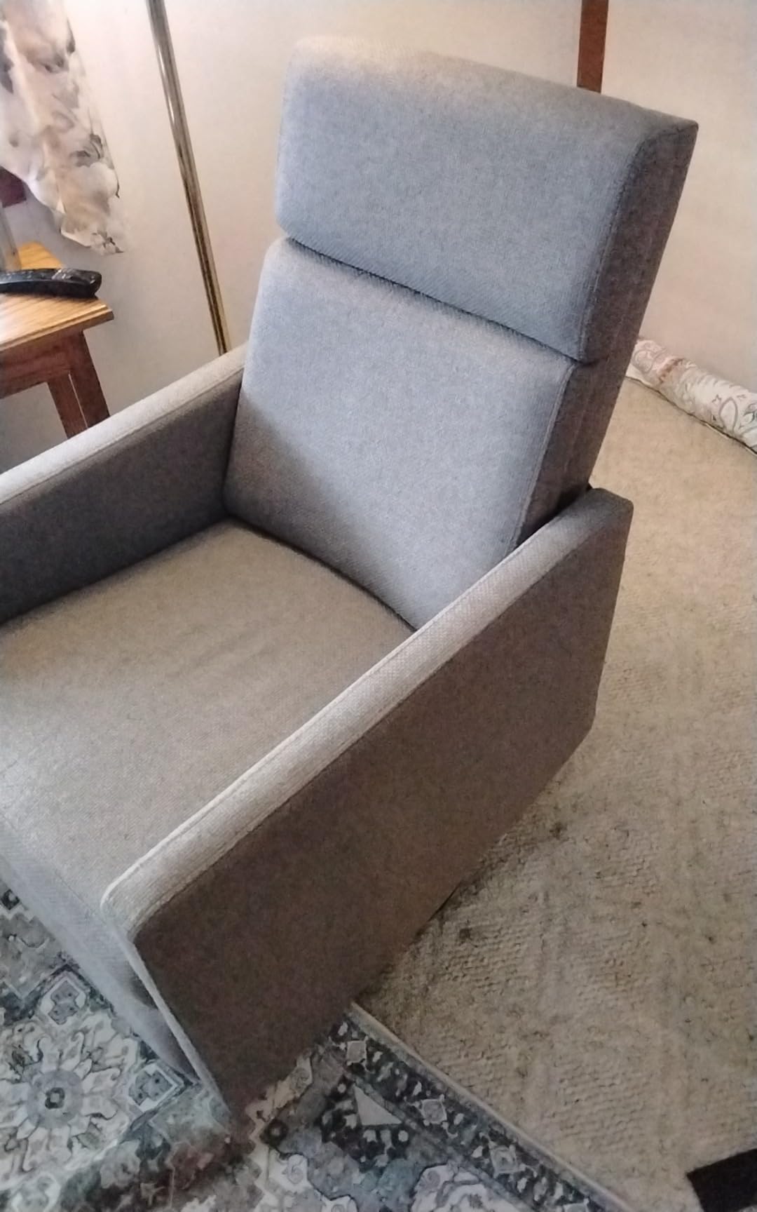 Ketaiyou Rocker Swivel Recliner Chair for Adults, Overstuffed Large Manual Recliner Glider with Massage and Heat, Comfy Soft Fabric Living Room Reclining Sofa Chair (Lime Gray1) customer photo 1
