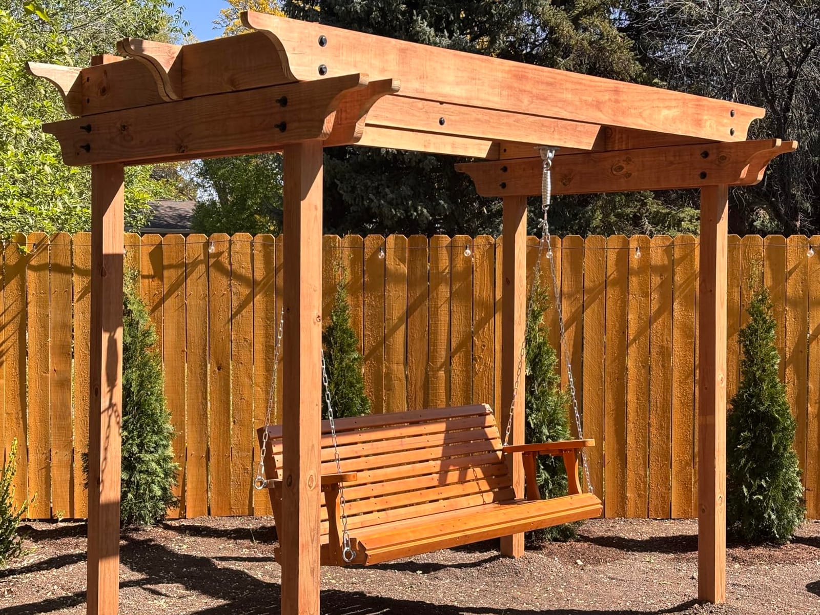 Fortune Candy Wooden Porch Swing, Iron Black, 5 FT Extra Large customer photo 2